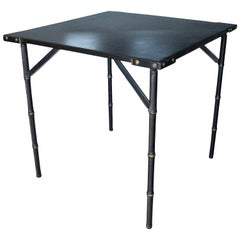 Jacques Adnet Black Leather Game Table