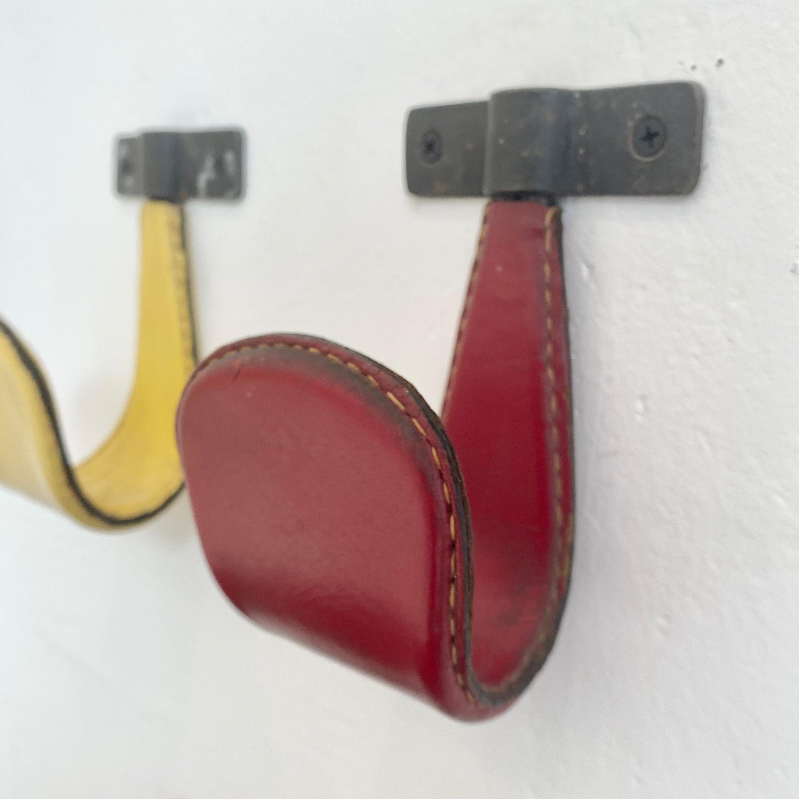 Jacques Adnet Leather Hooks In Good Condition In Los Angeles, CA