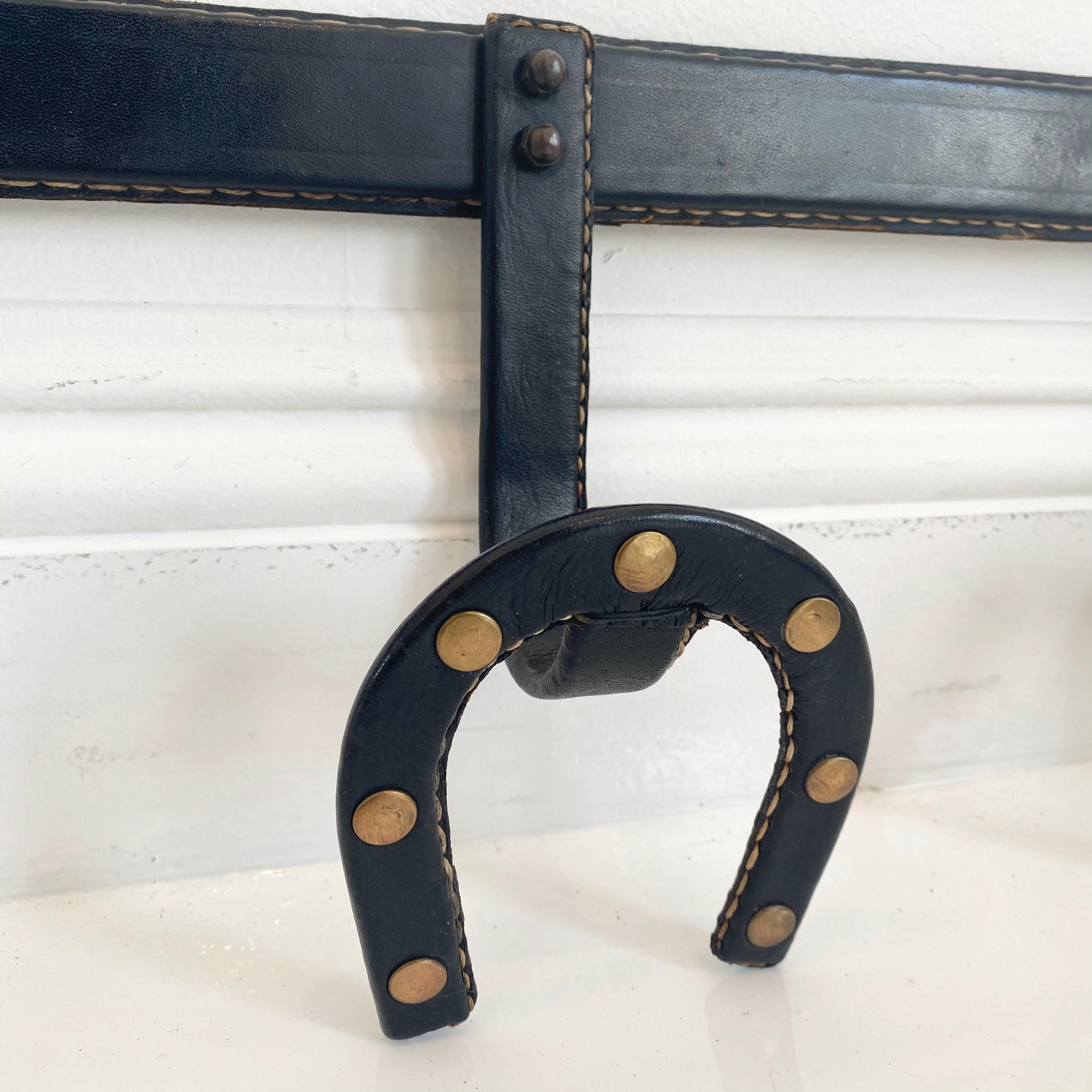 Jacques Adnet Leather Horseshoe Coat Rack 1