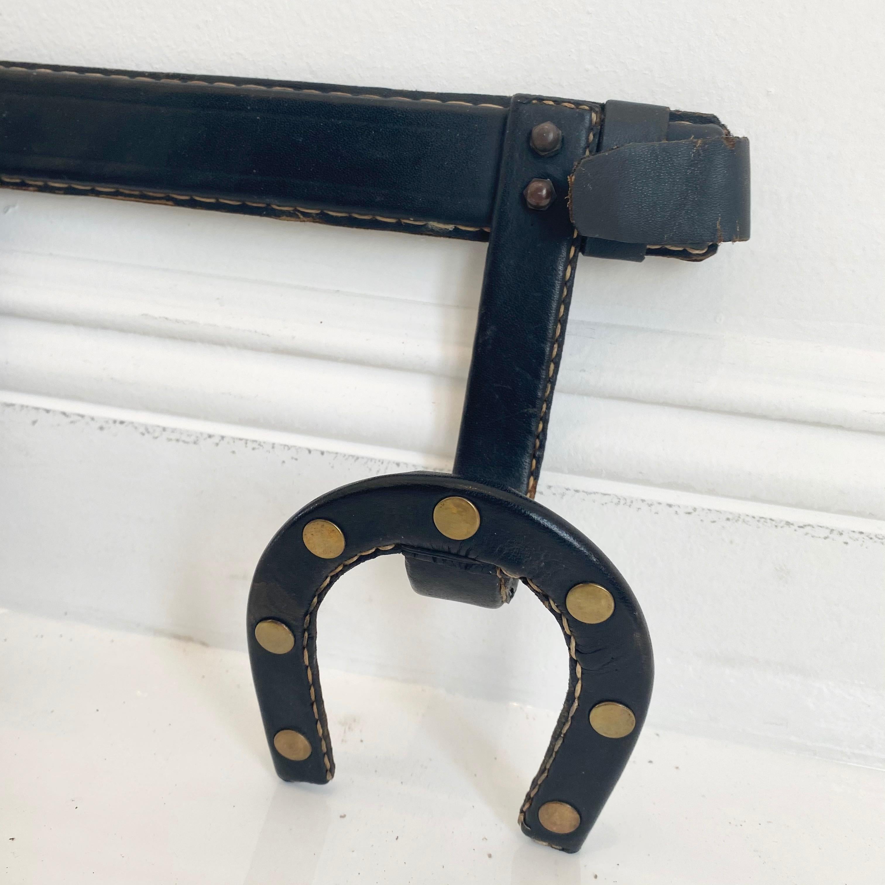 Jacques Adnet Leather Horseshoe Coat Rack 2