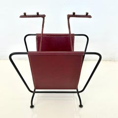 Jacques Adnet Leather Magazine Rack