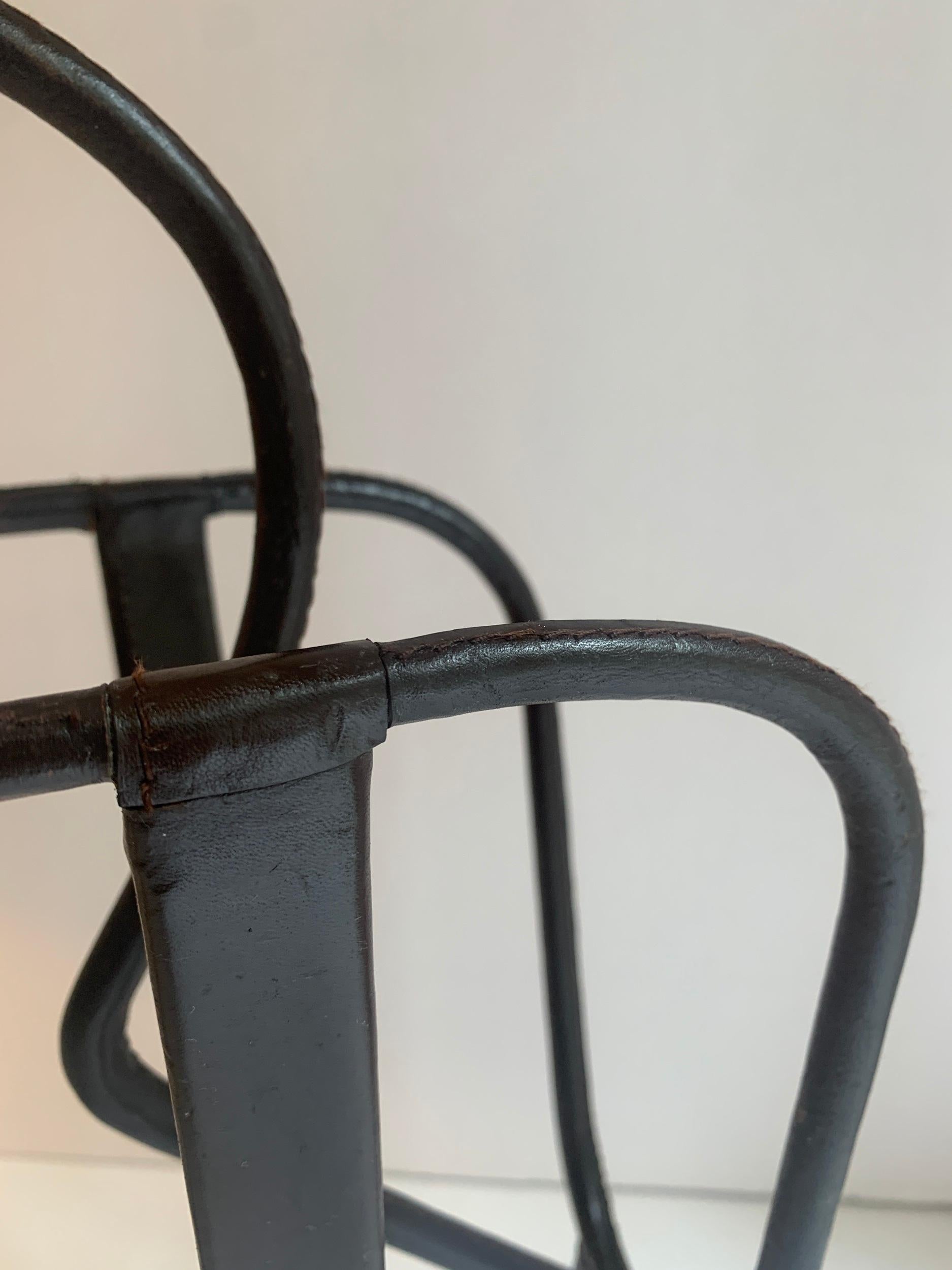 Jacques Adnet Leather Magazine Rack In Good Condition For Sale In Los Angeles, CA