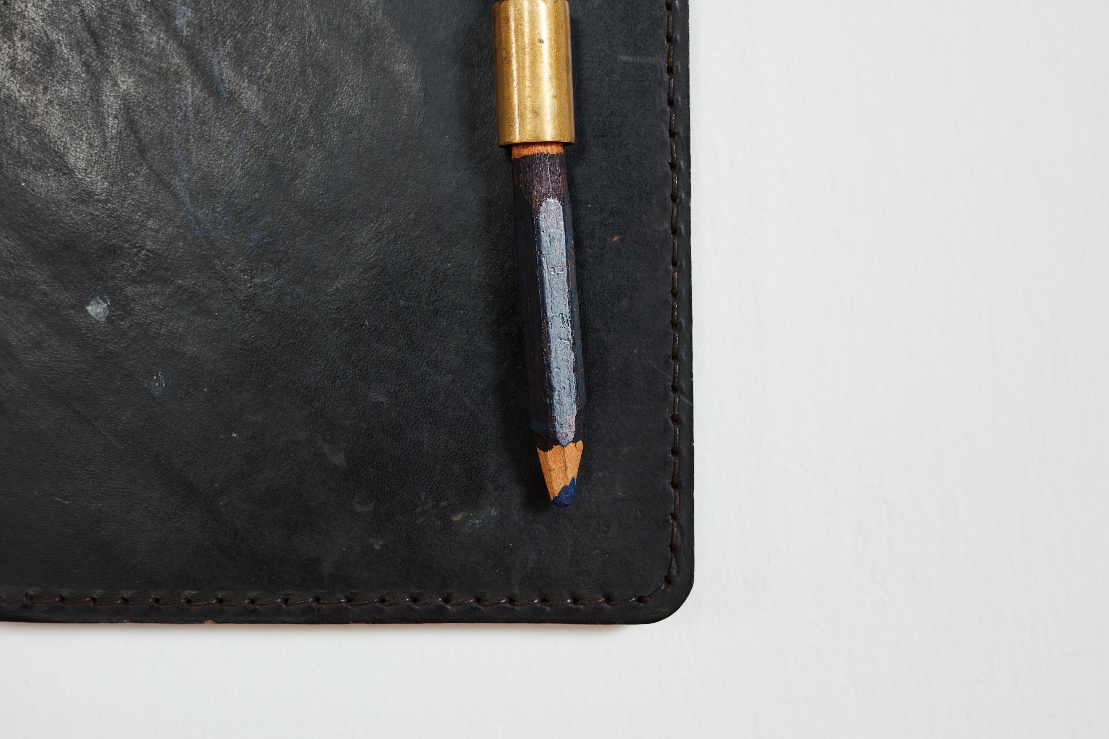 Jacques Adnet Leather Notepad/ Pencil Holder In Good Condition For Sale In Beverly Hills, CA