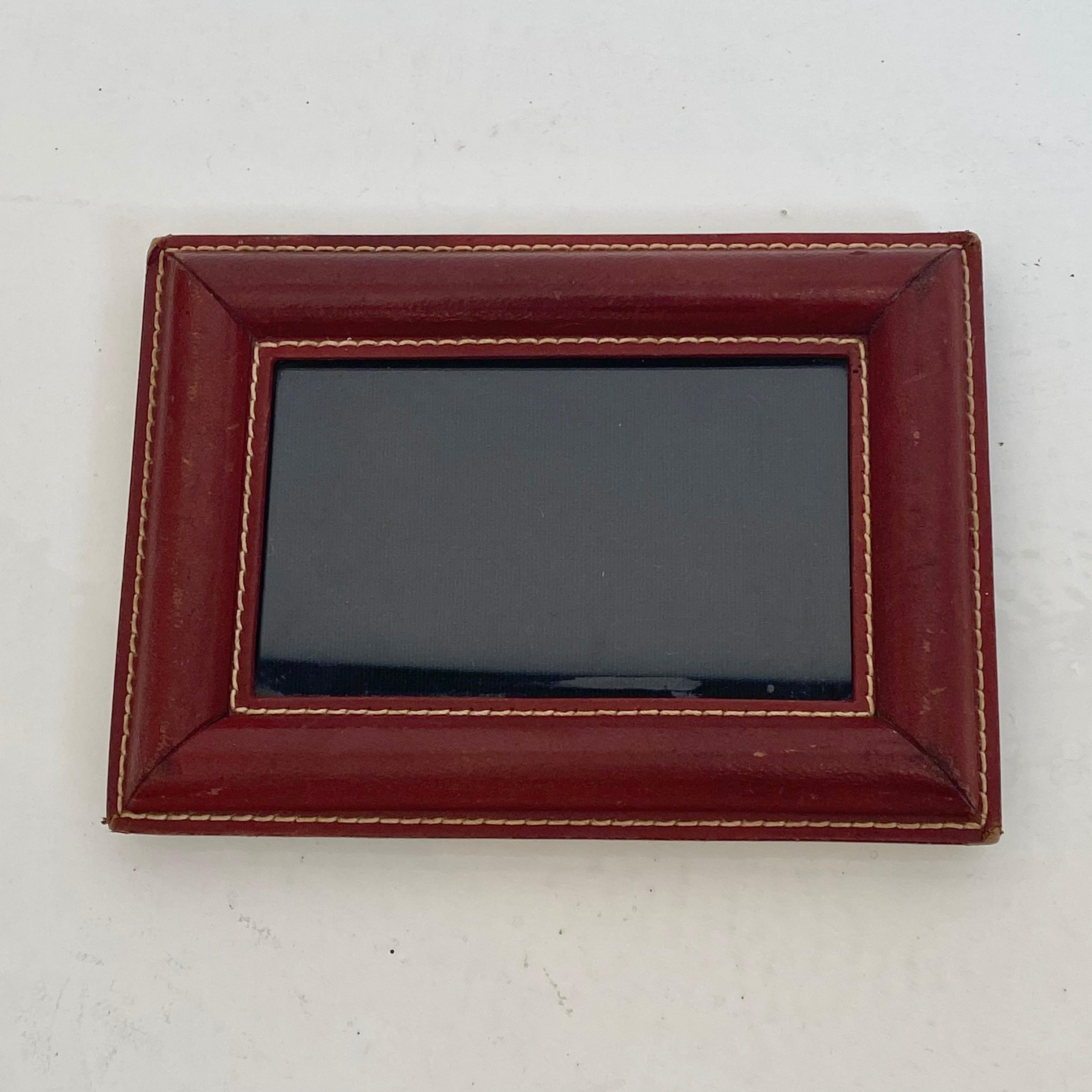 French Jacques Adnet Leather Picture Frame