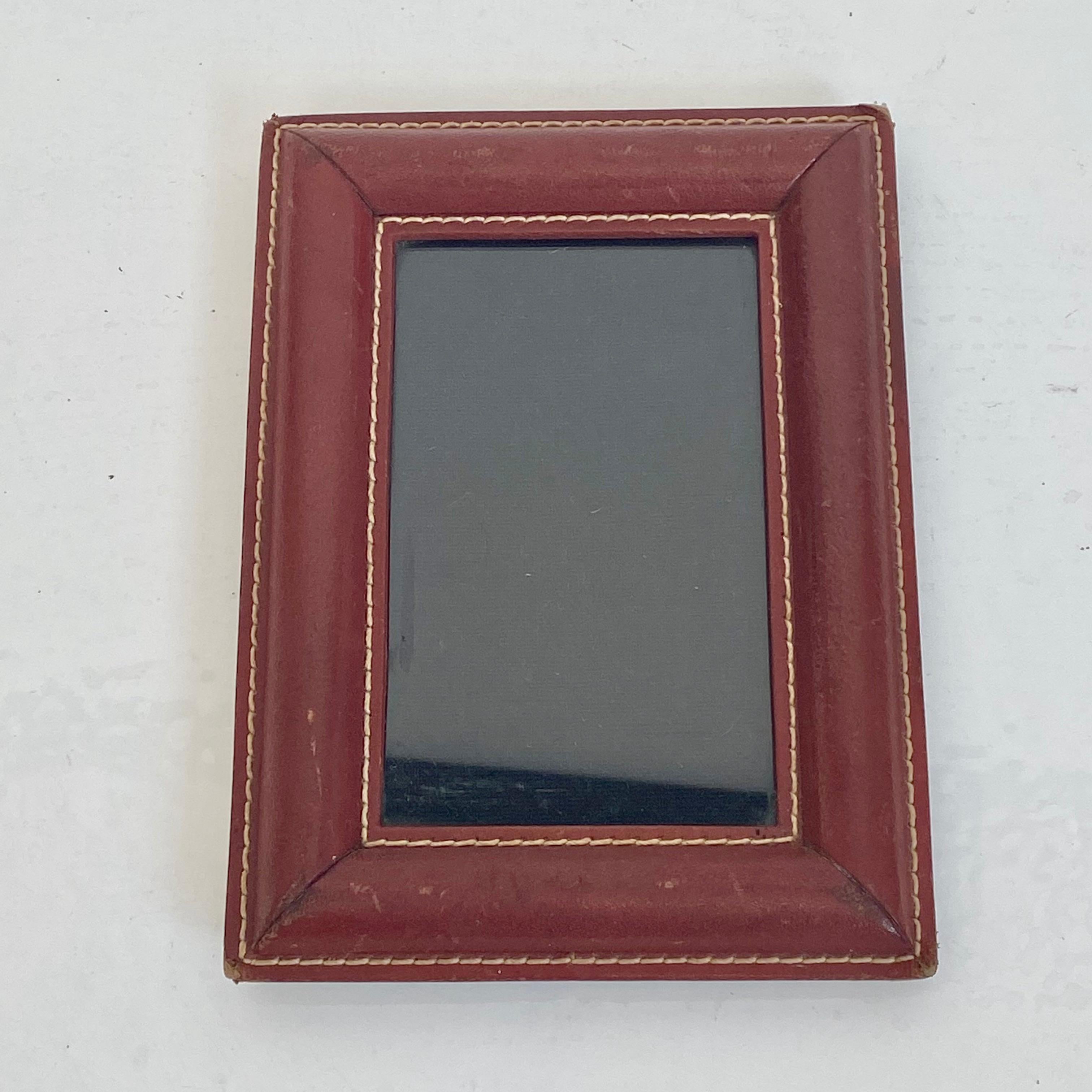 Jacques Adnet Leather Picture Frame In Good Condition In Los Angeles, CA