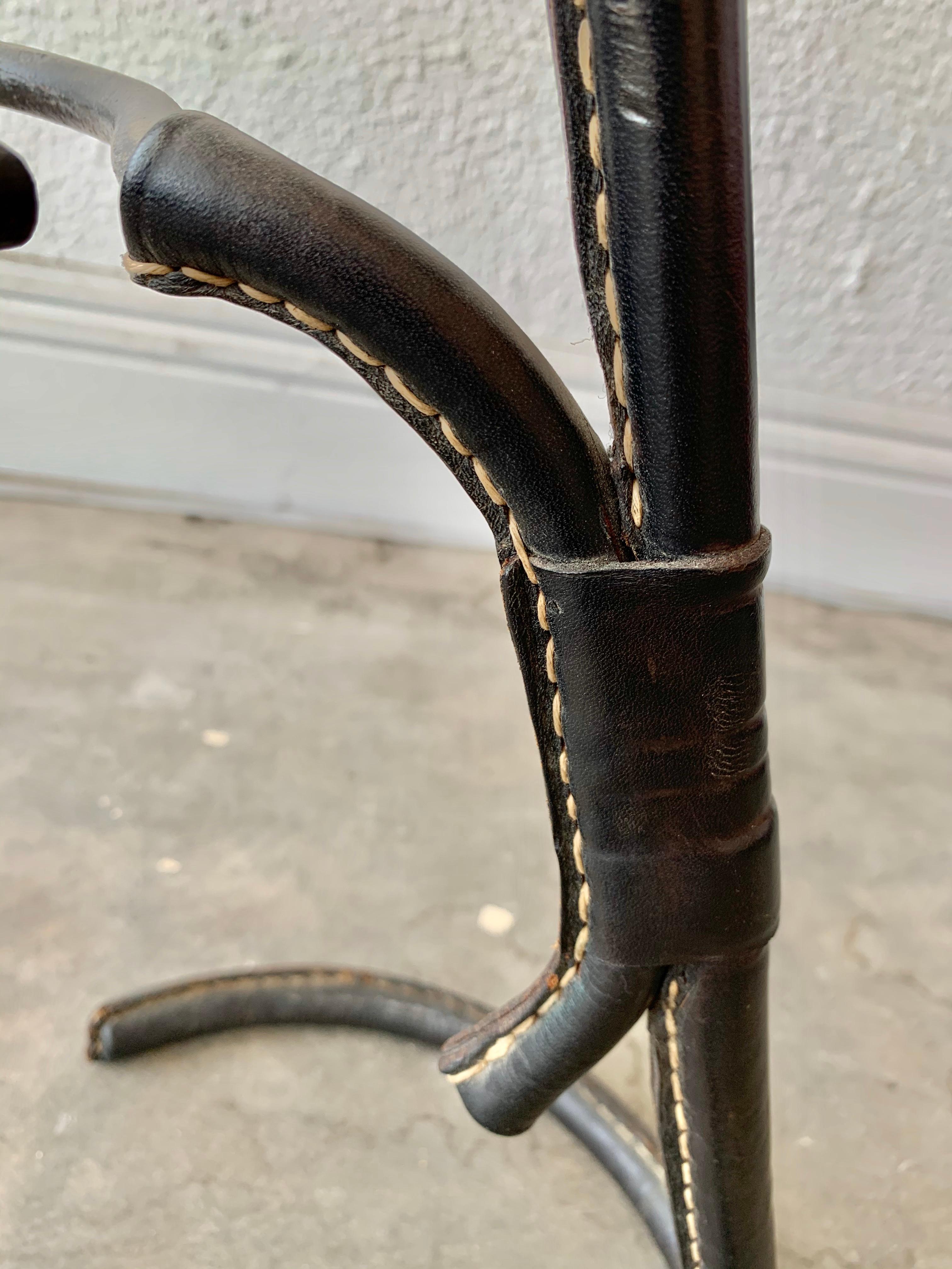 Jacques Adnet Leather Plant Stand In Good Condition In Los Angeles, CA
