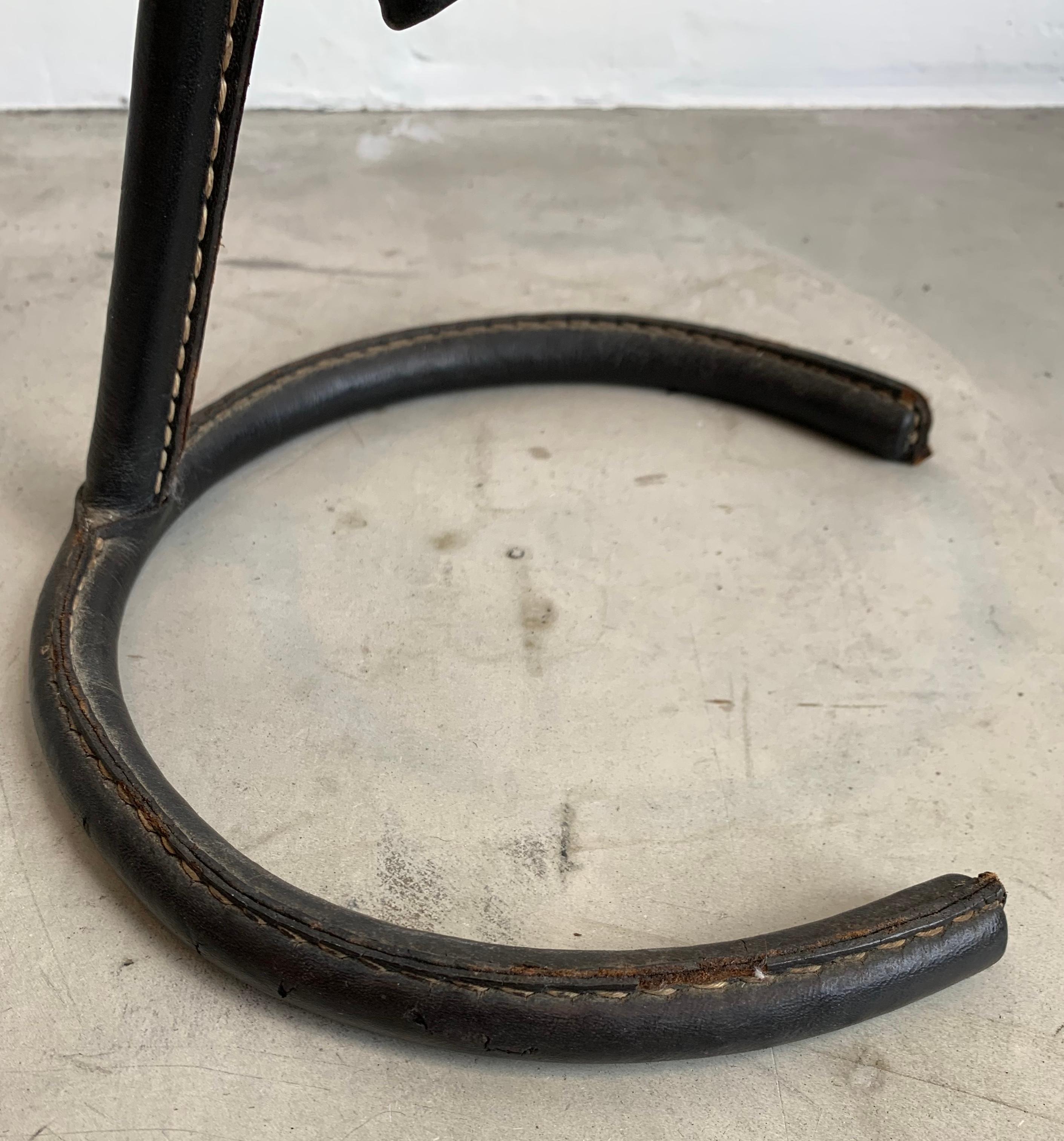 Mid-20th Century Jacques Adnet Leather Plant Stand