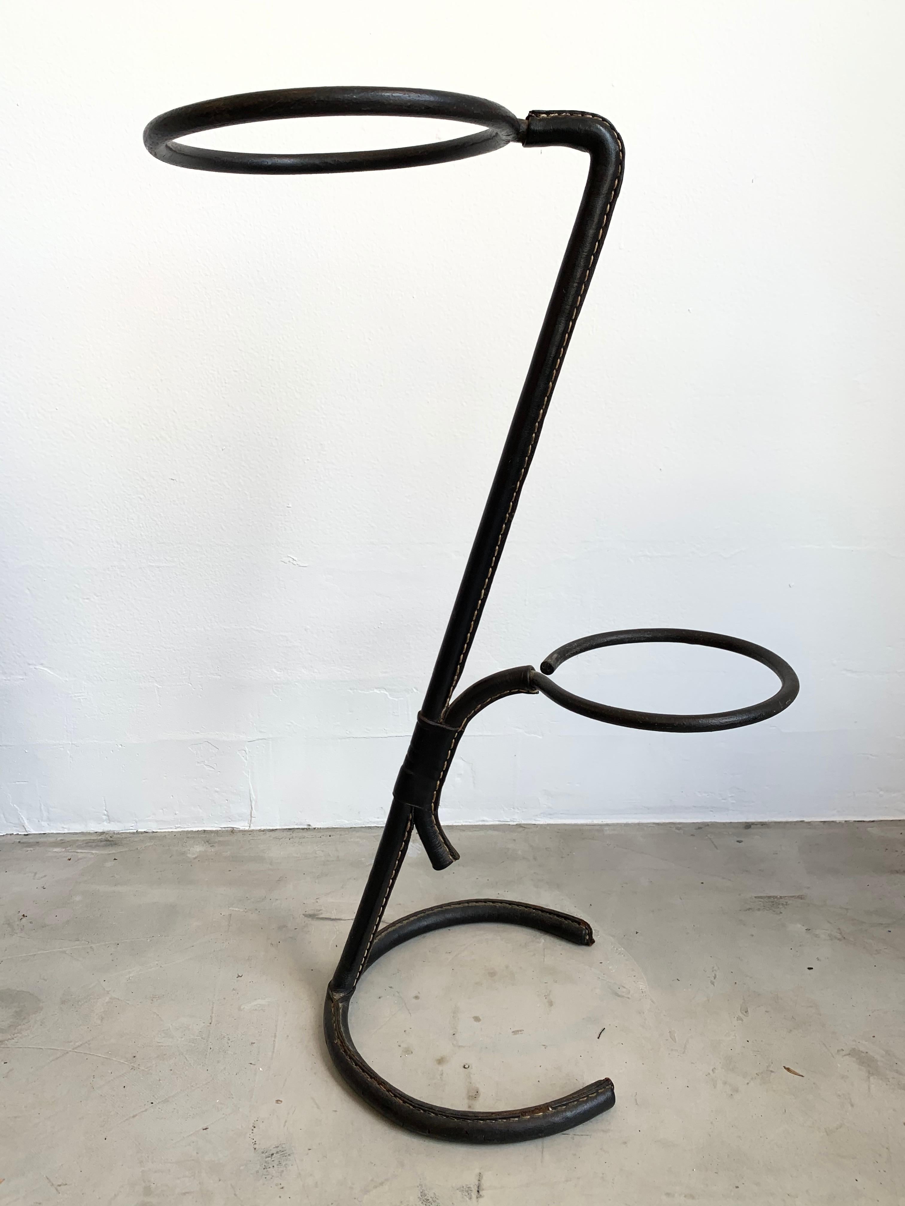 Jacques Adnet Leather Plant Stand 1