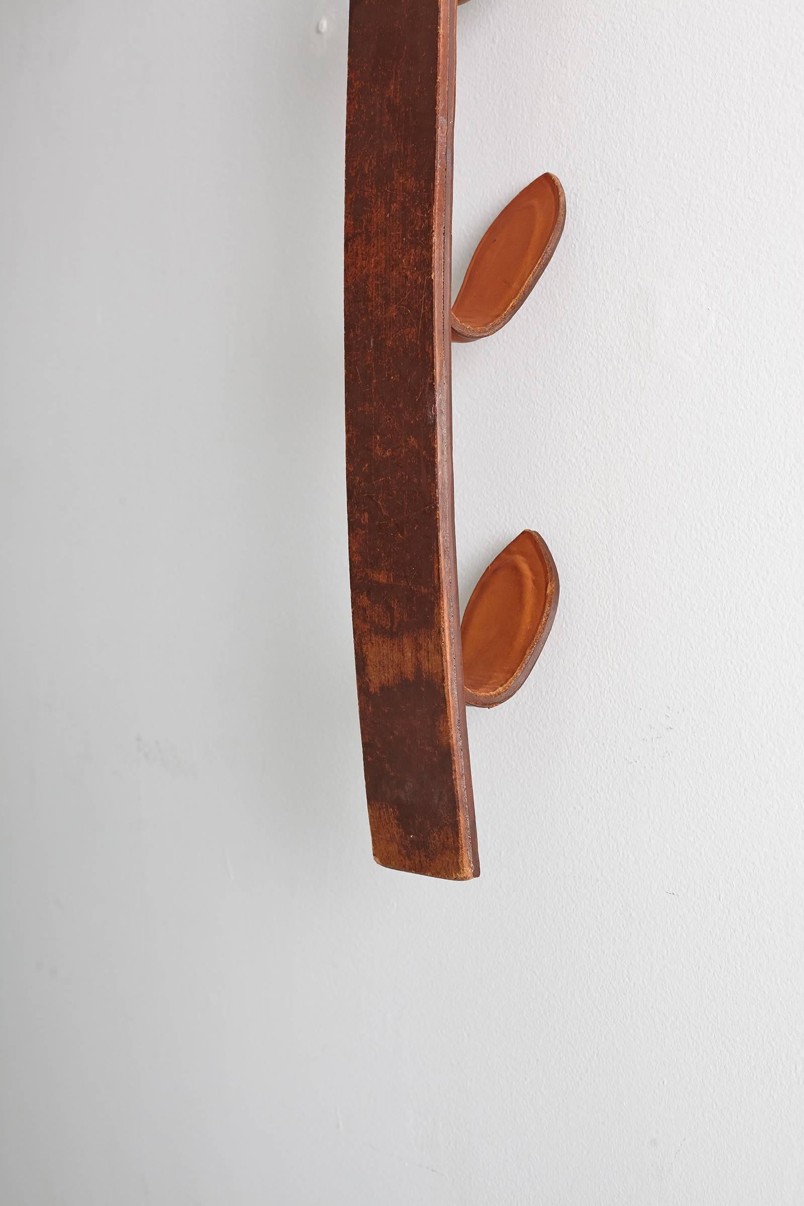 Jacques Adnet Leather Set of Three Wall Hooks 1