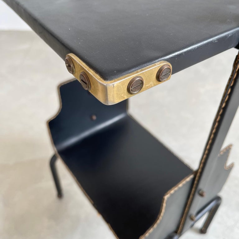 Jacques Adnet Leather Side Table, 1950s For Sale 3