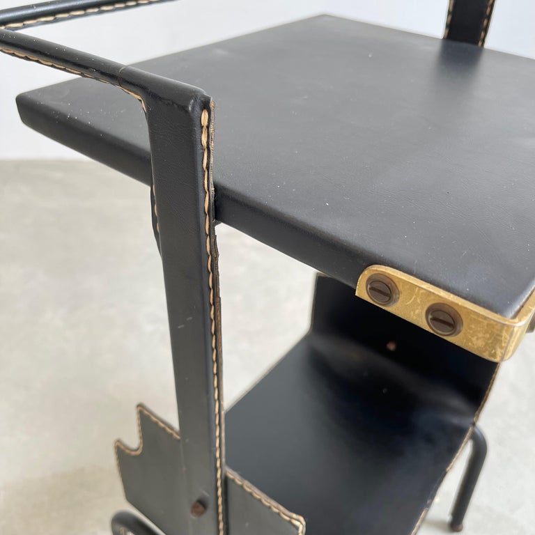 Jacques Adnet Leather Side Table, 1950s For Sale 5