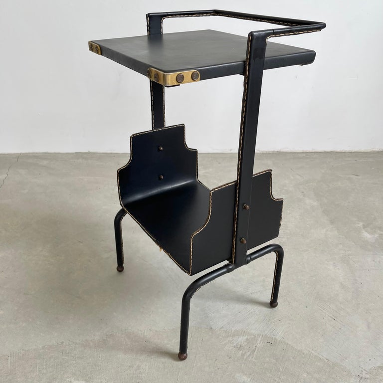 Jacques Adnet Leather Side Table, 1950s For Sale 8