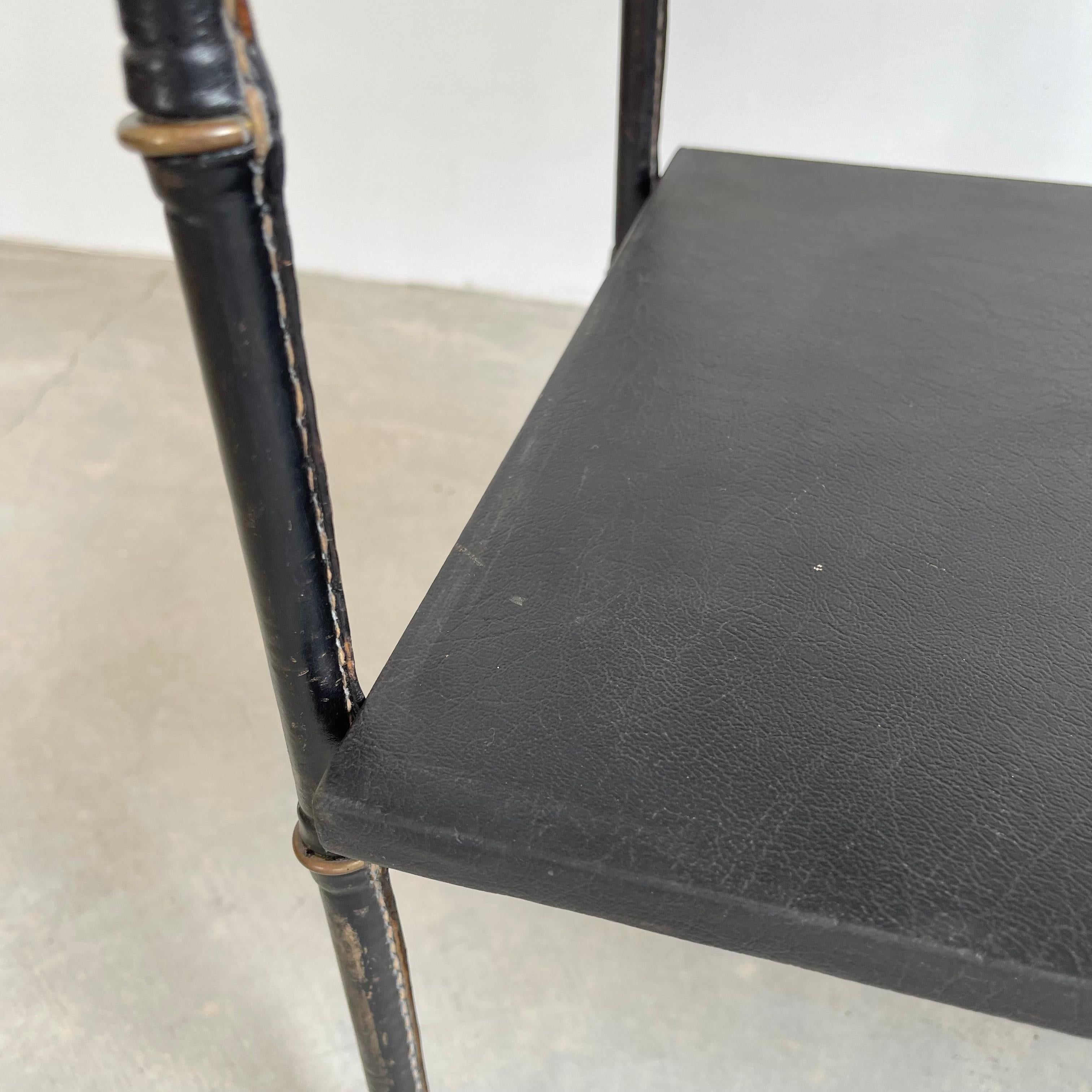 Jacques Adnet Leather Side Table, 1950s In Good Condition In Los Angeles, CA