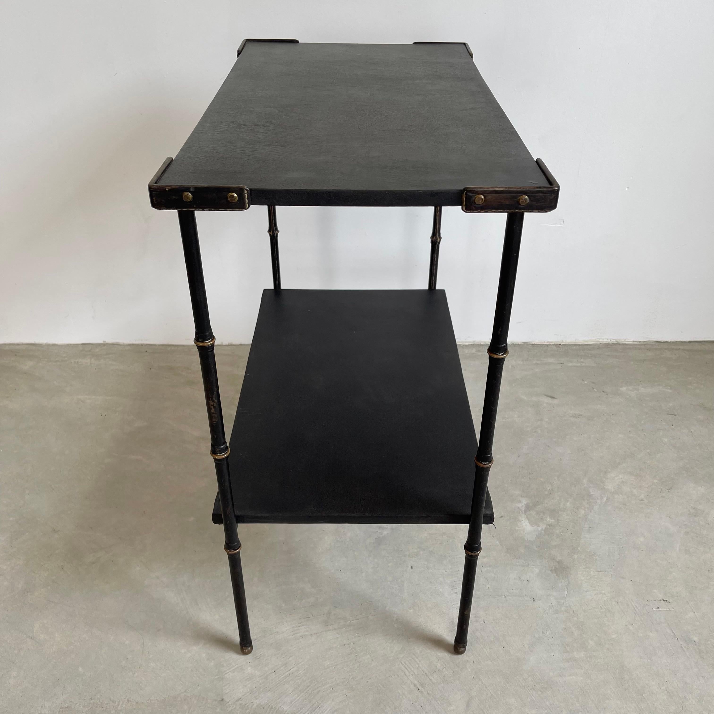 Mid-20th Century Jacques Adnet Leather Side Table, 1950s