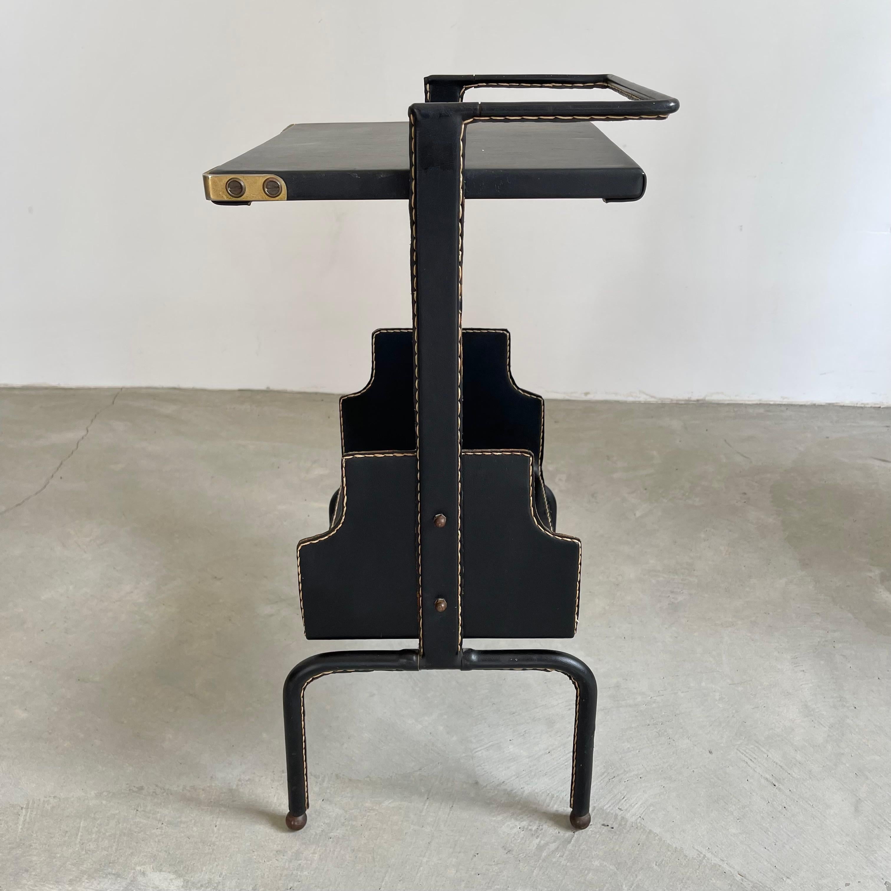Jacques Adnet Leather Side Table, 1950s 1
