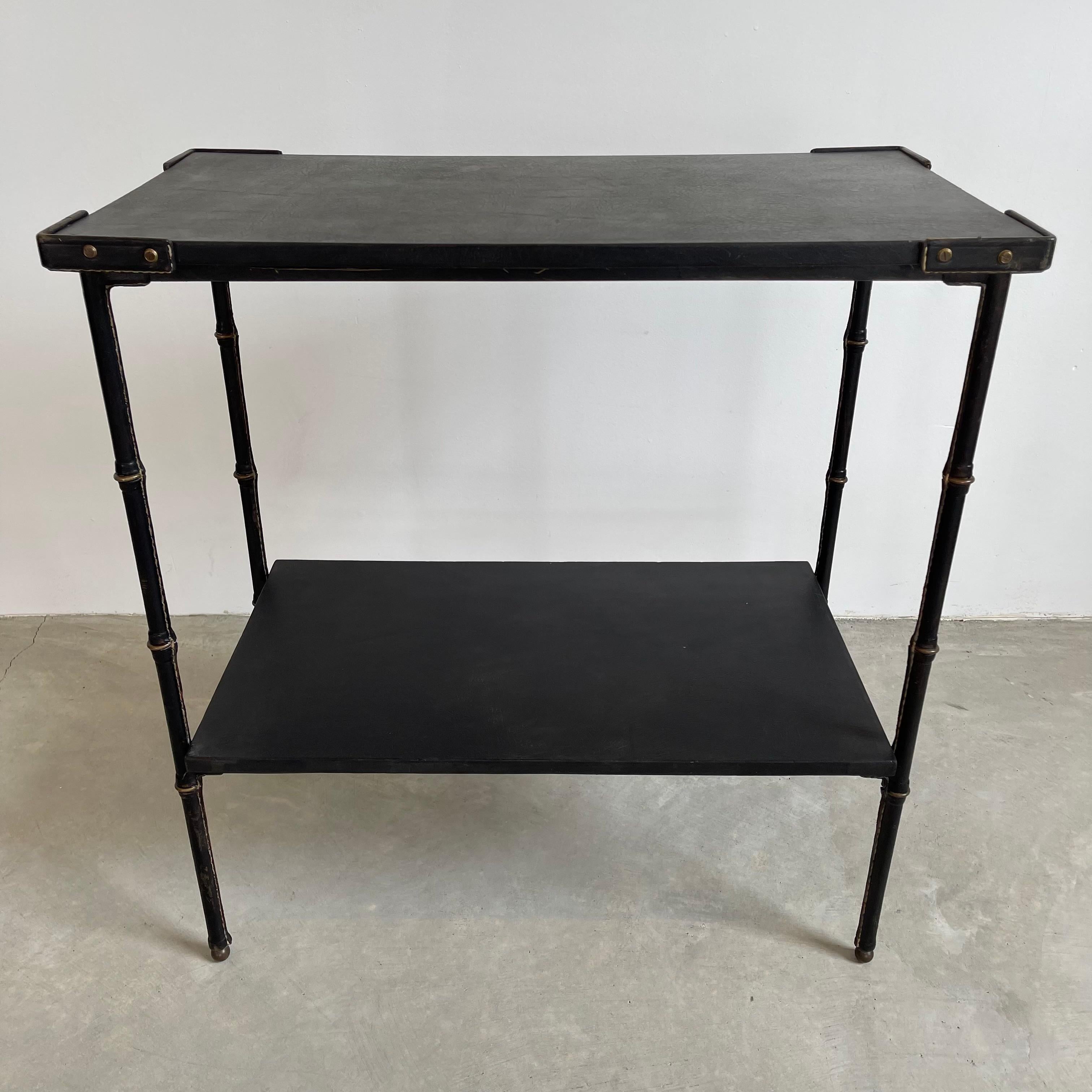 Jacques Adnet Leather Side Table, 1950s 1