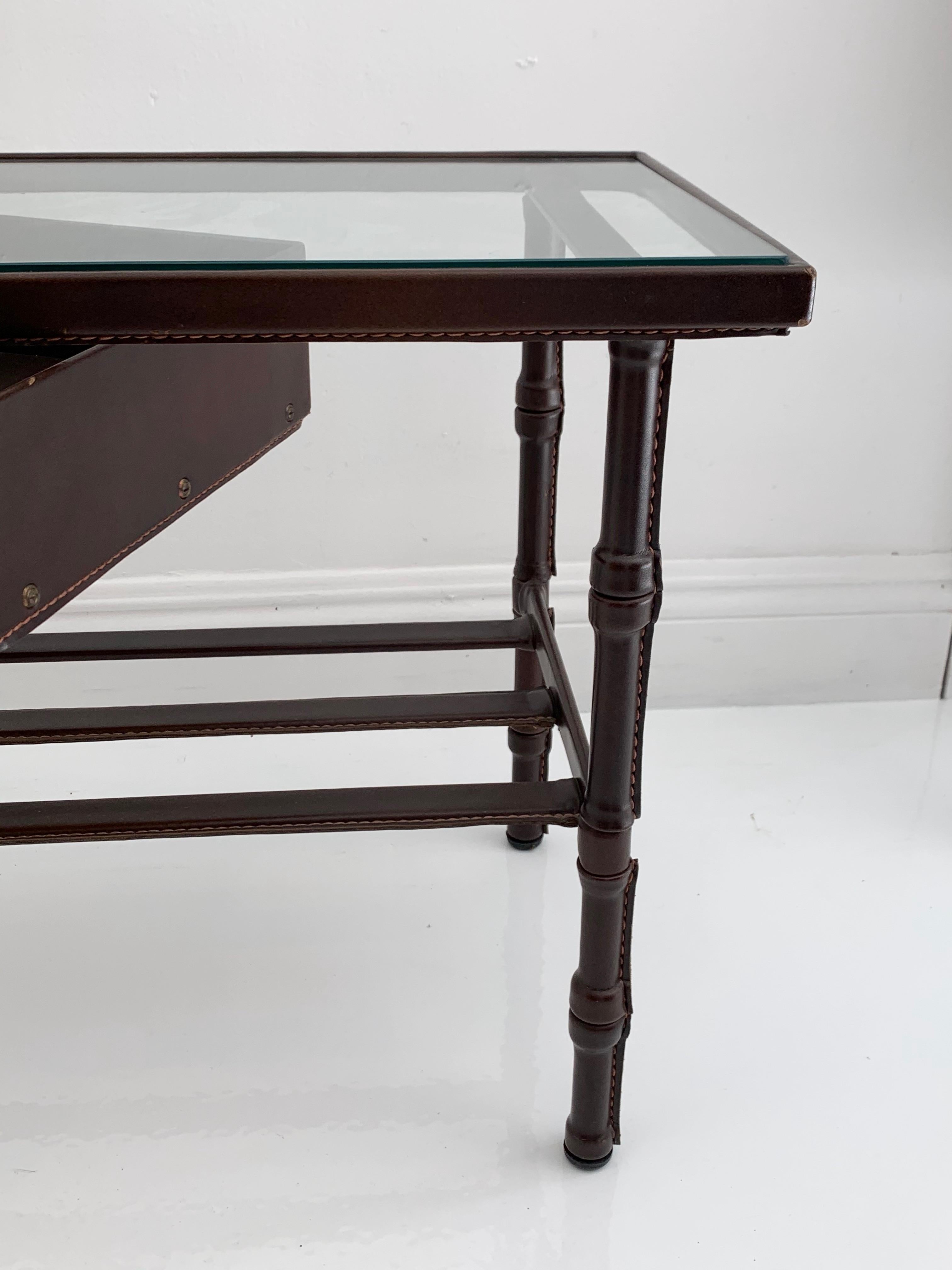 Jacques Adnet Leather Side Table 1