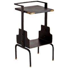 Jacques Adnet Leather Side Table