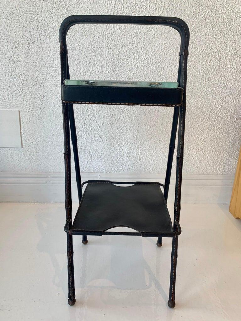 Jacques Adnet Leather Side Table or Catchall, 1950s France For Sale 4