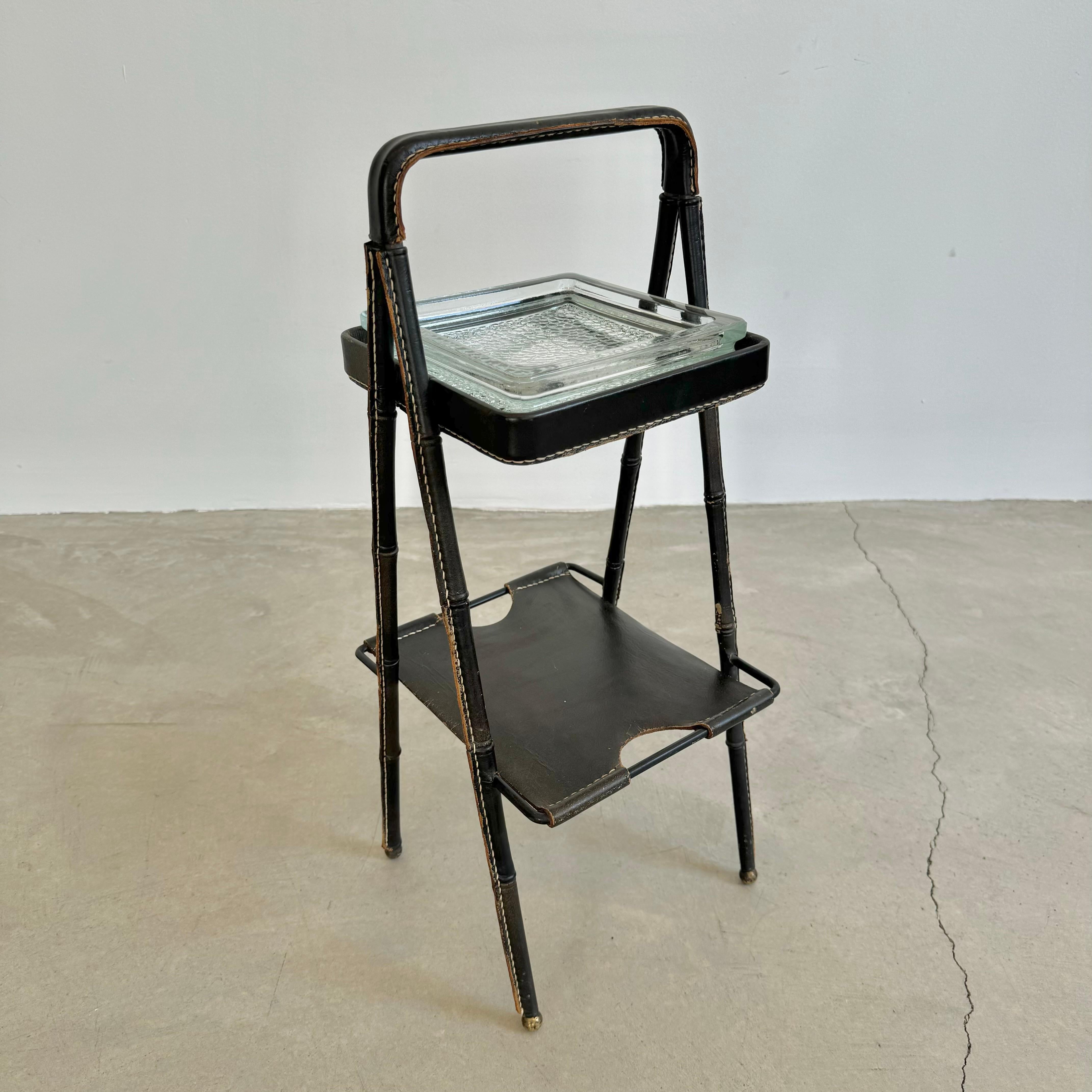 Jacques Adnet Leather Side Table or Catchall, 1950s France For Sale 9