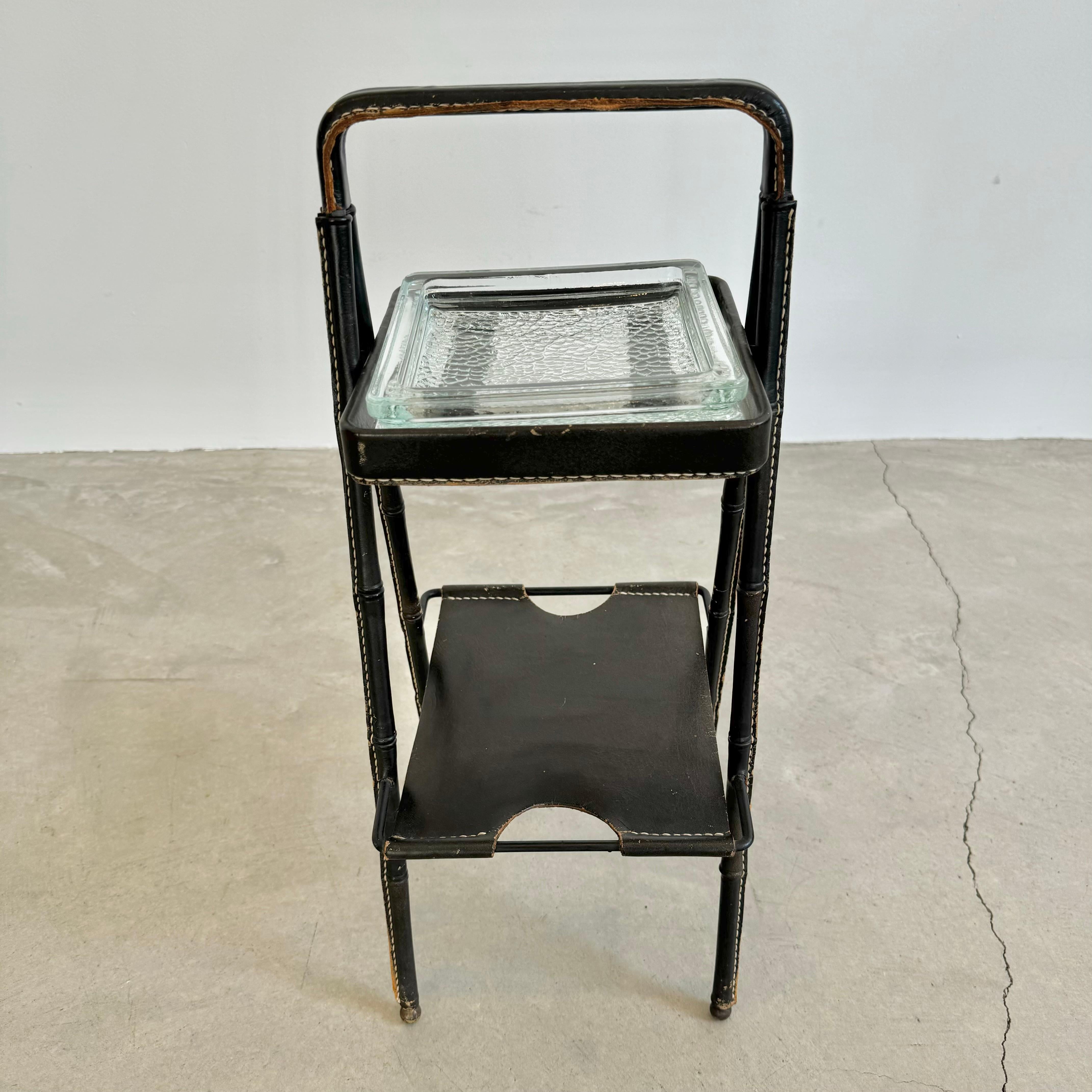 Mid-20th Century Jacques Adnet Leather Side Table or Catchall, 1950s France For Sale