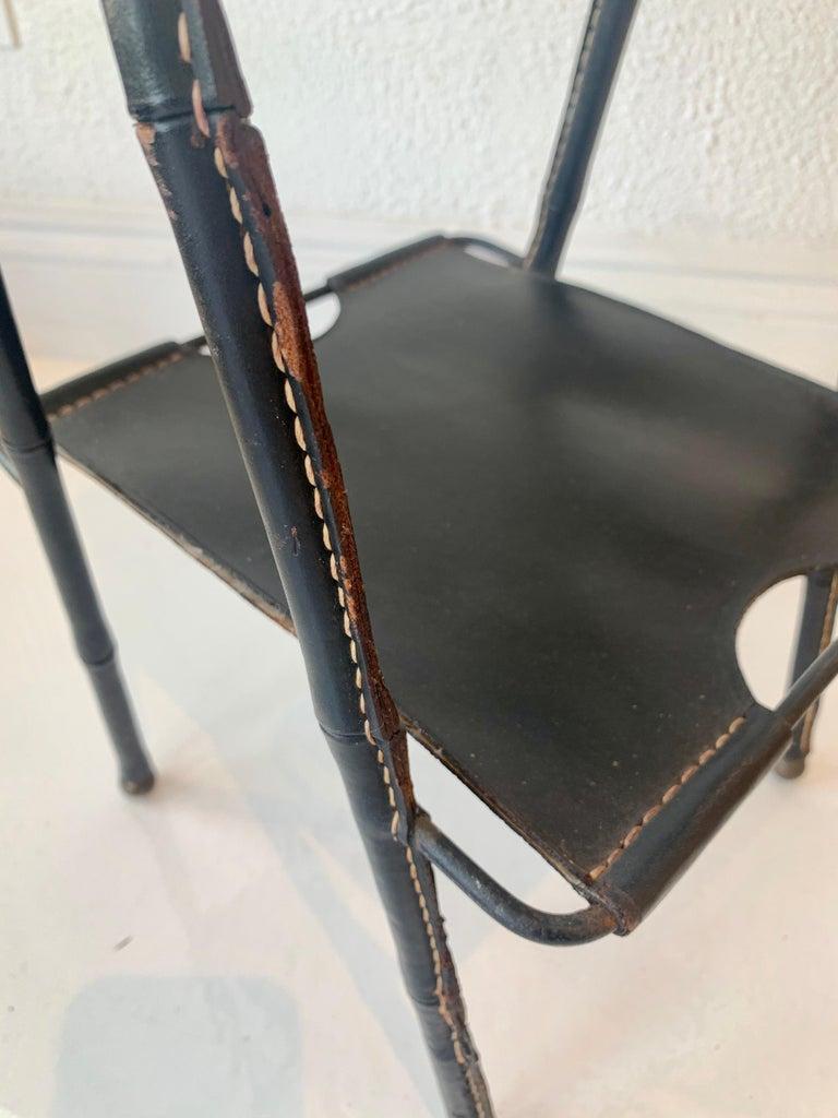 Jacques Adnet Leather Side Table or Catchall, 1950s France For Sale 2