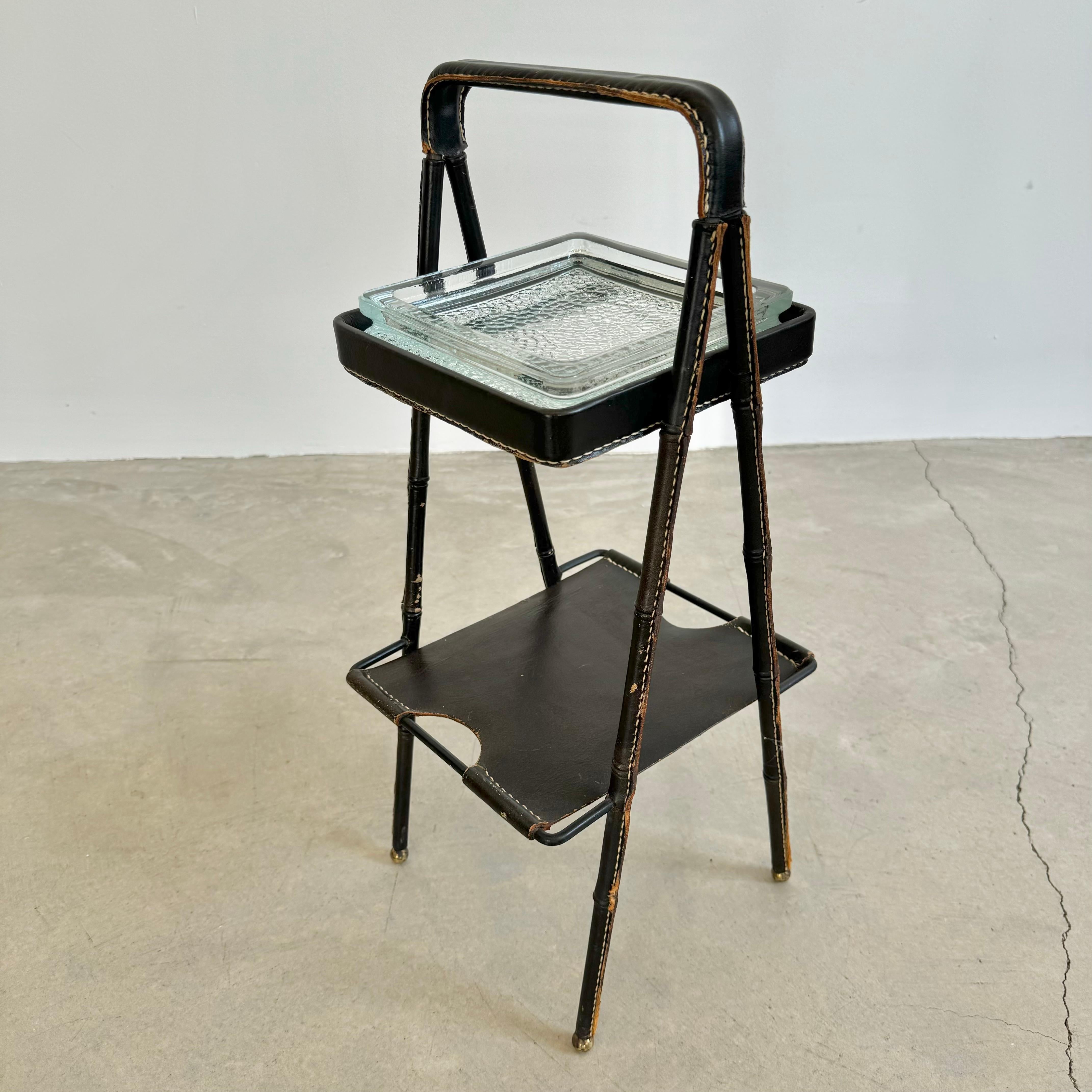 Jacques Adnet Leather Side Table or Catchall, 1950s France For Sale 3
