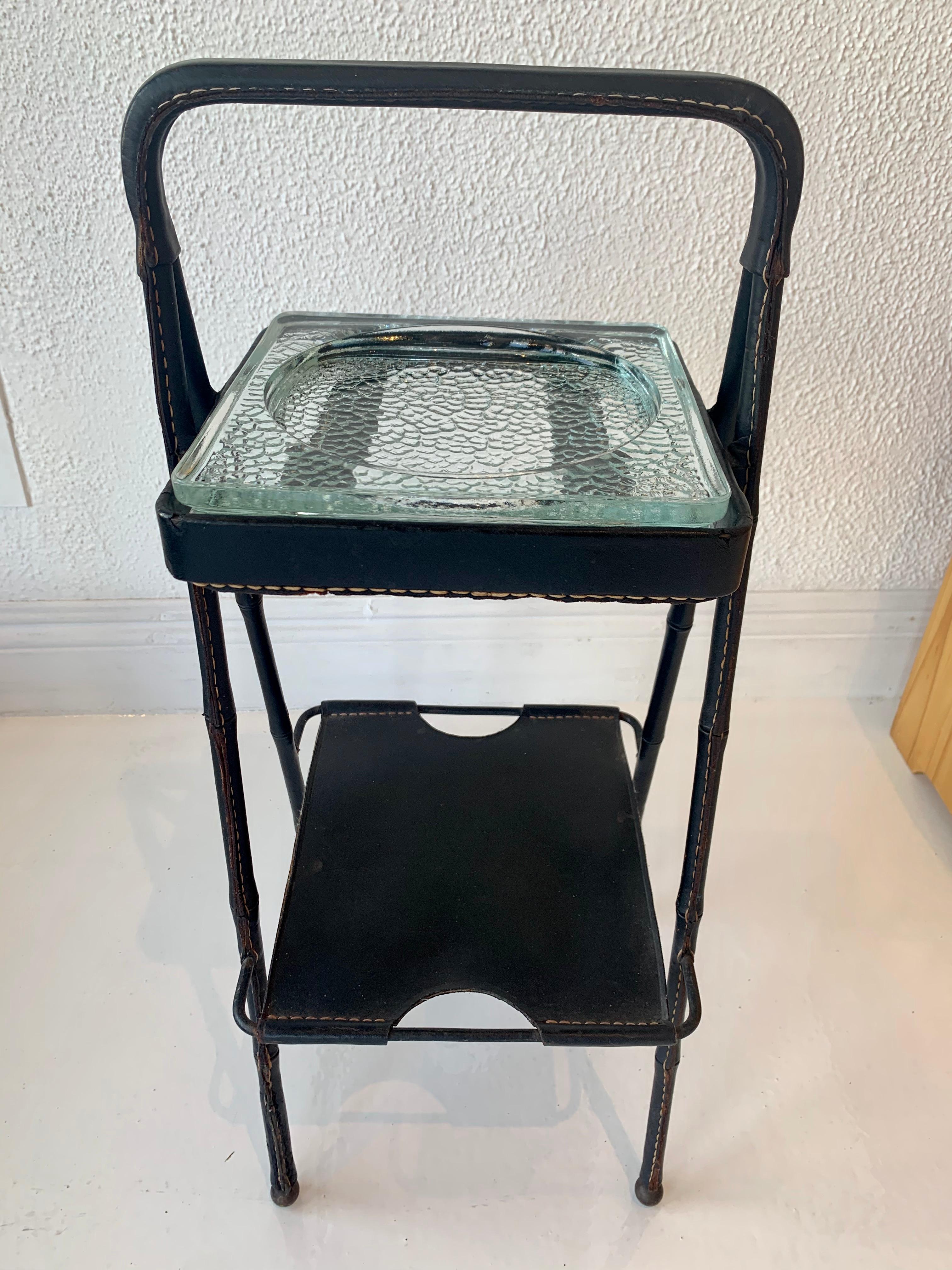Jacques Adnet Leather Side Table or Catchall, 1950s France 2