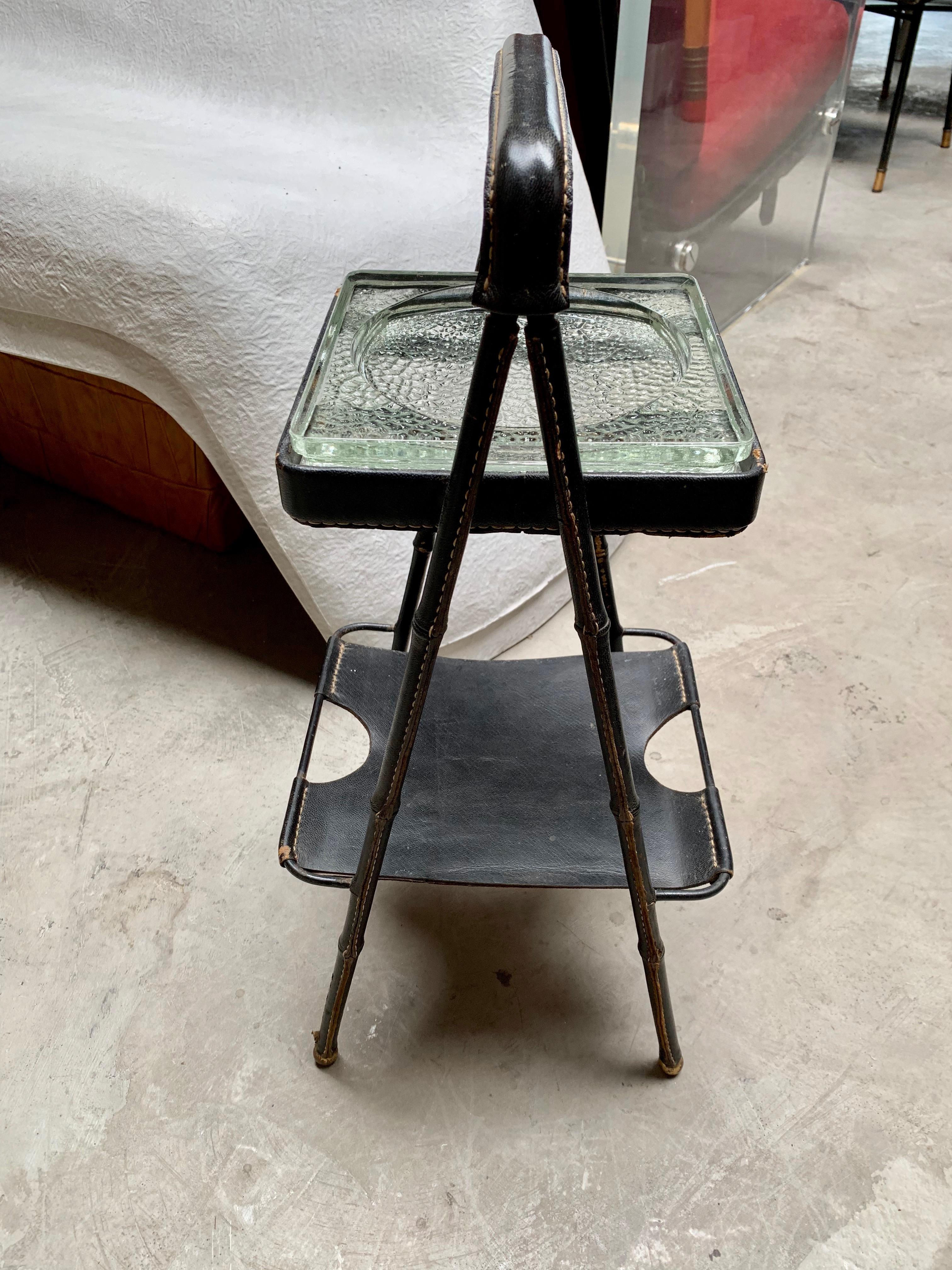 Mid-20th Century Jacques Adnet Leather Side Table or Catchall