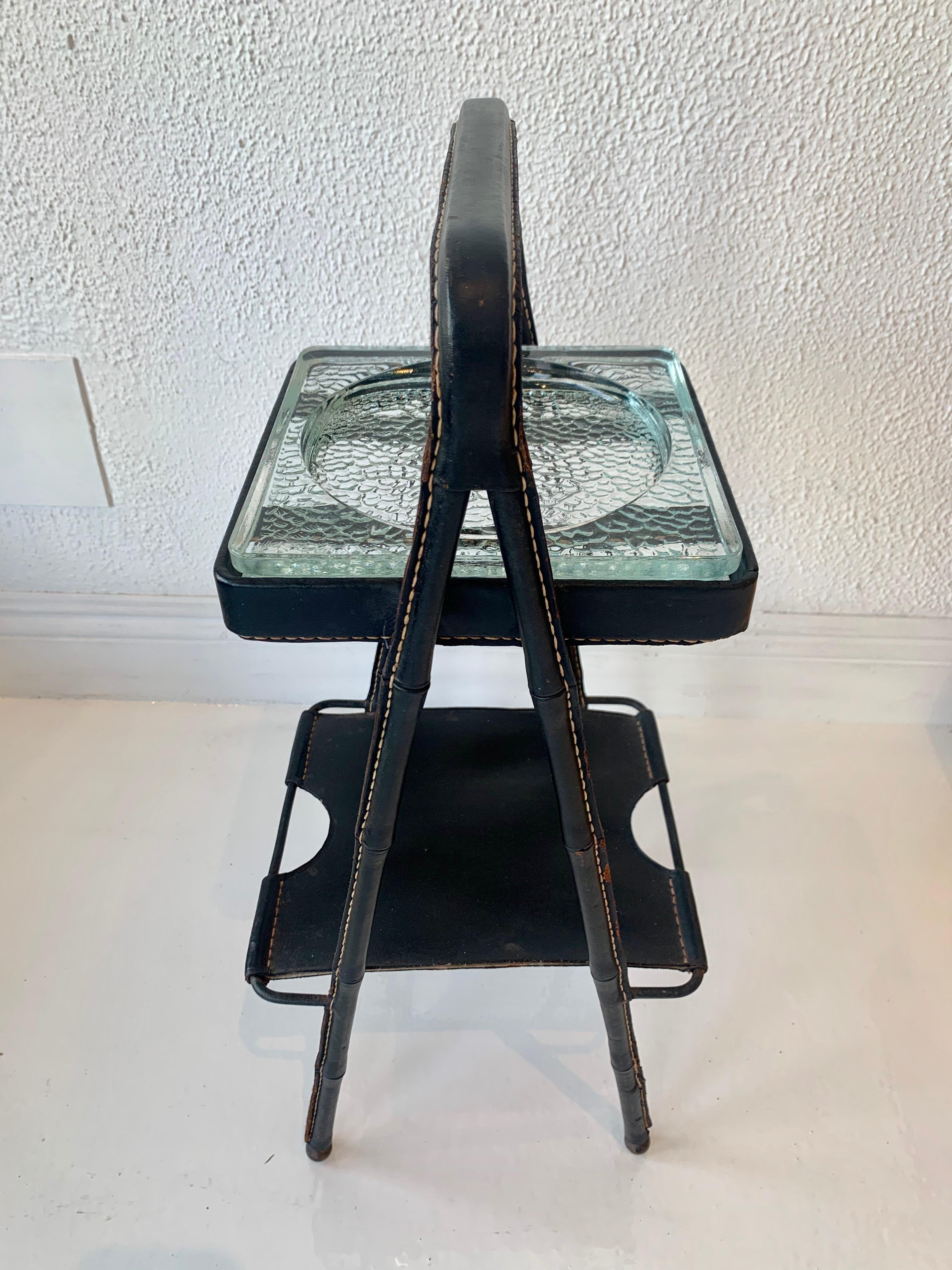 Mid-20th Century Jacques Adnet Leather Side Table or Catchall, 1950s France
