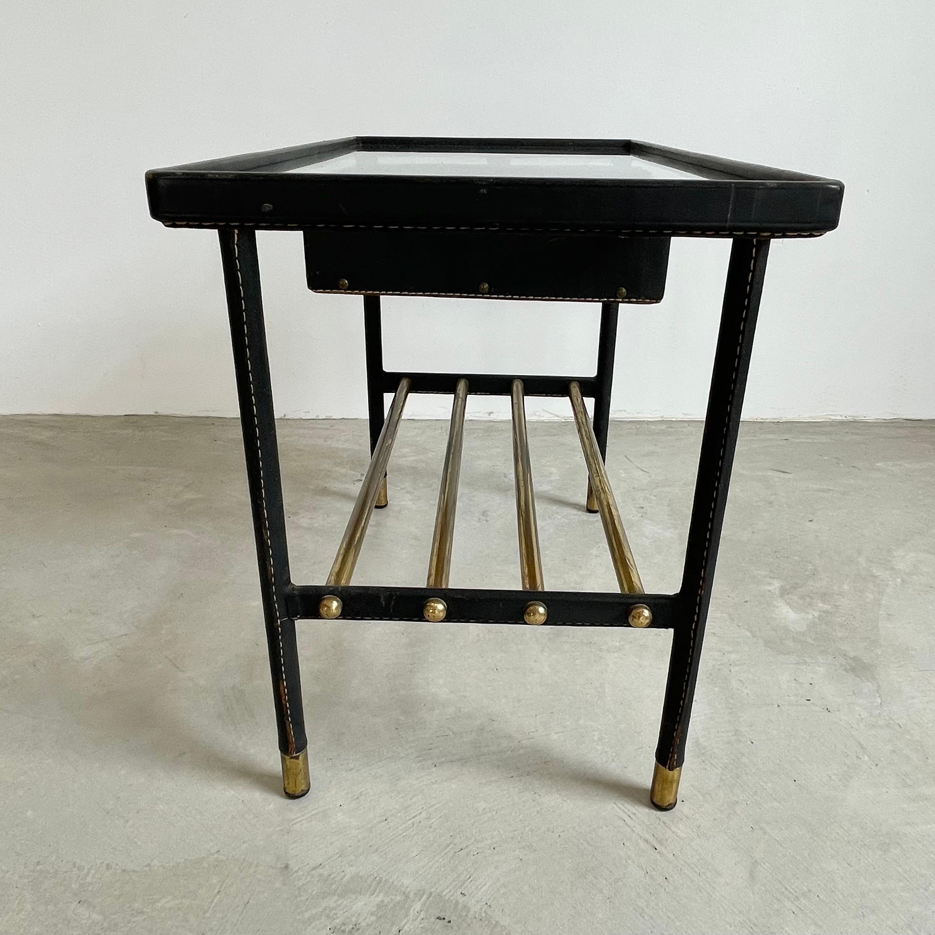 Jacques Adnet Leather Side Table with Drawer, 1950s For Sale 8