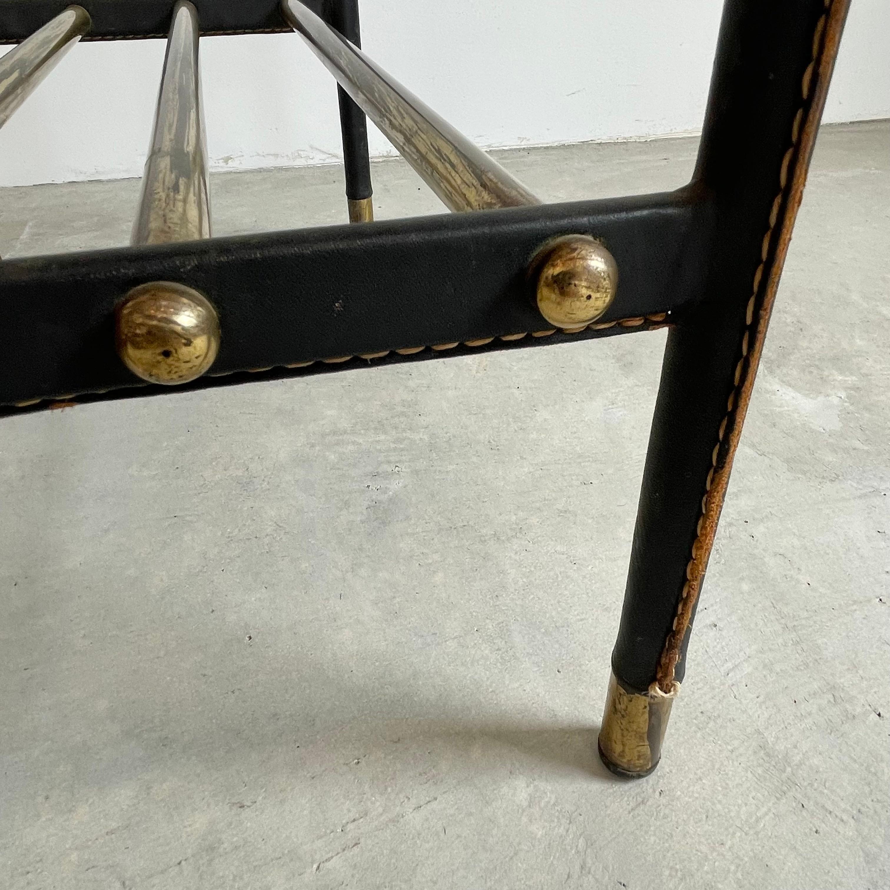 Mid-20th Century Jacques Adnet Leather Side Table with Drawer, 1950s For Sale