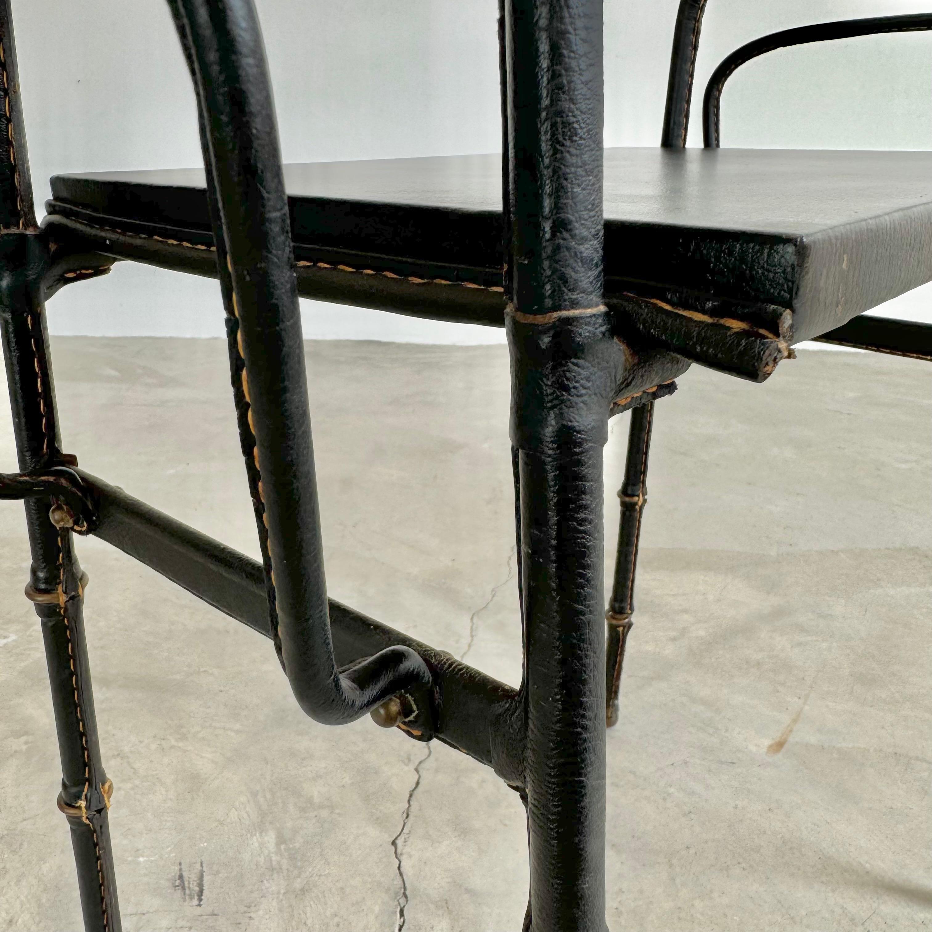 Jacques Adnet Leather Side Table with Magazine Racks, 1950s France For Sale 6