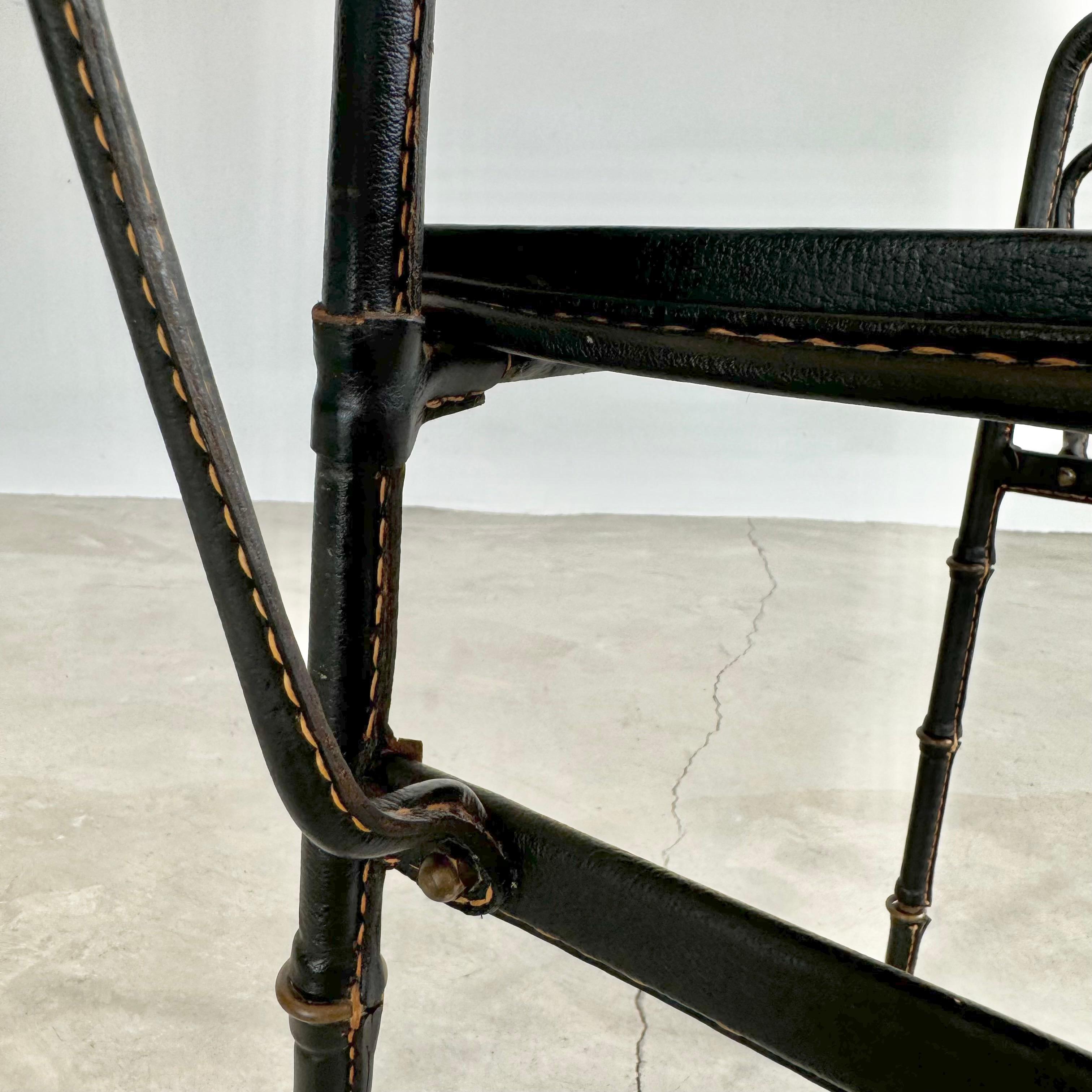 Jacques Adnet Leather Side Table with Magazine Racks, 1950s France For Sale 7