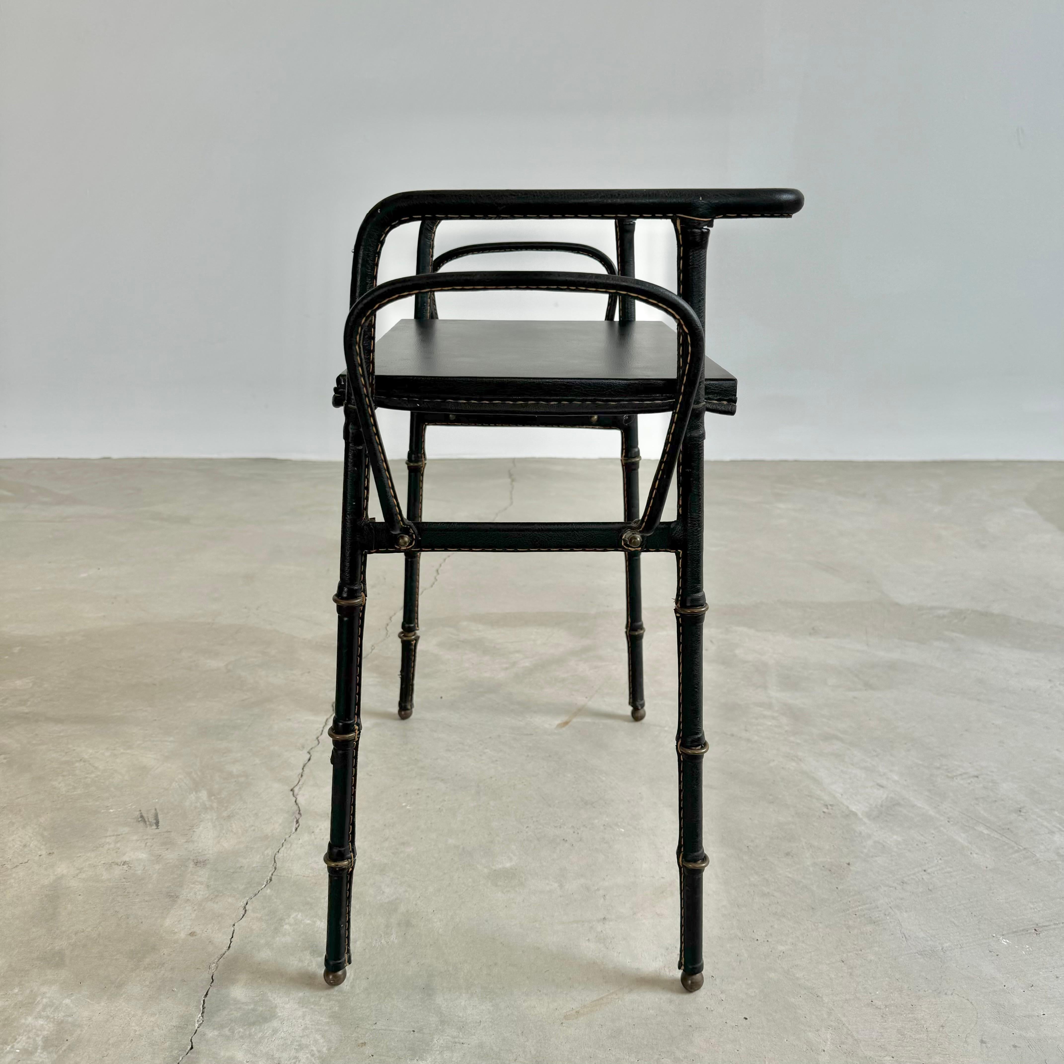Jacques Adnet Leather Side Table with Magazine Racks, 1950s France For Sale 8