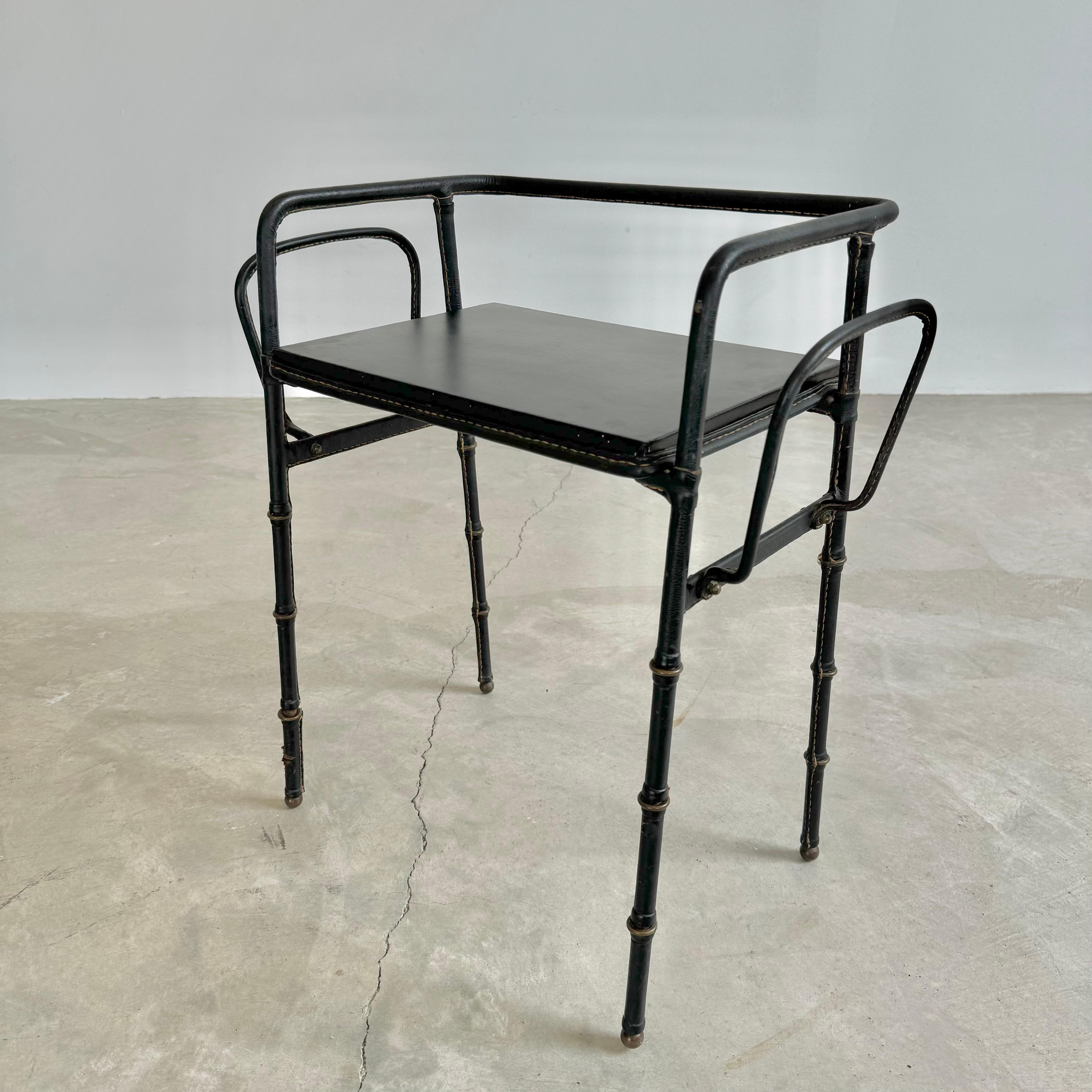 Jacques Adnet Leather Side Table with Magazine Racks, 1950s France For Sale 9