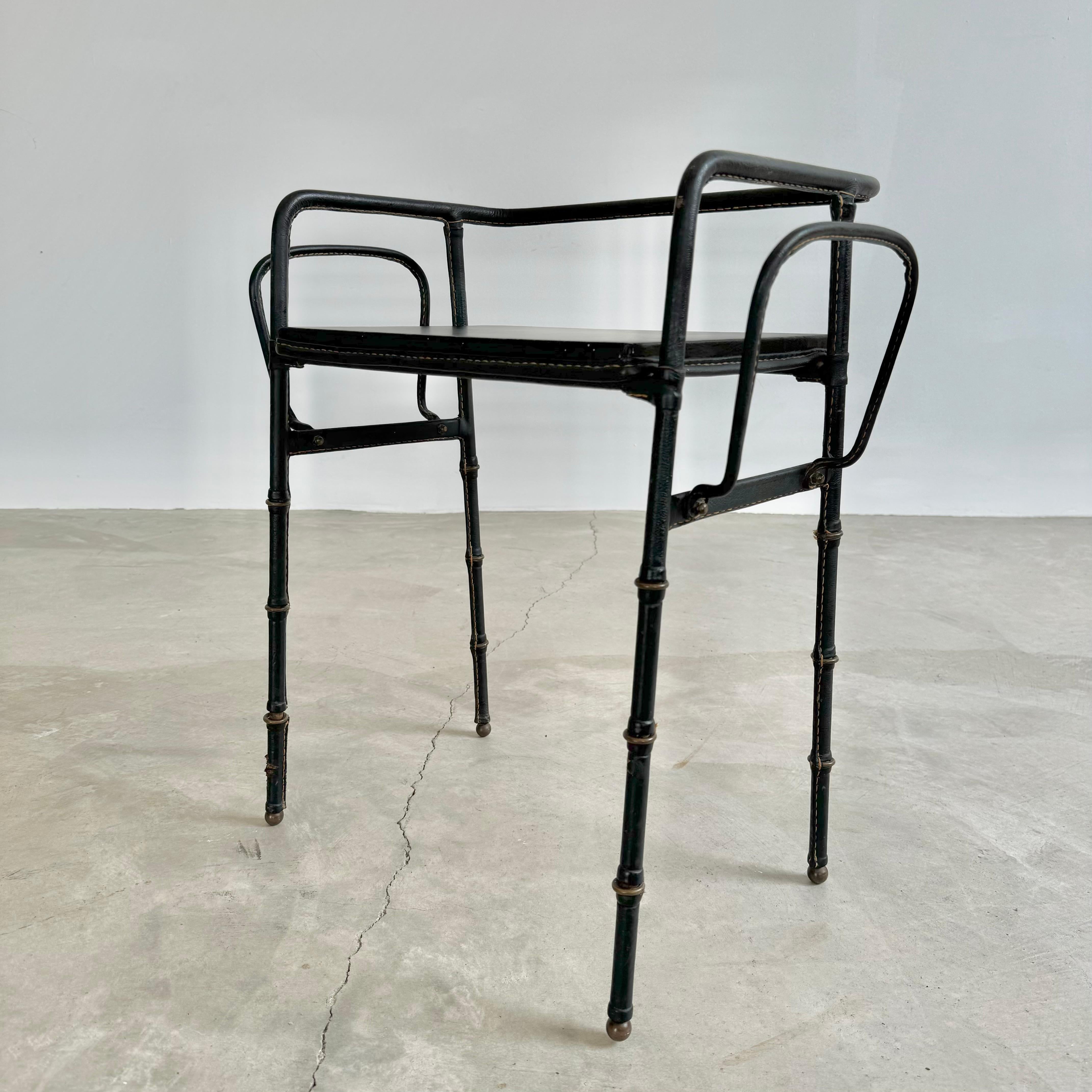Jacques Adnet Leather Side Table with Magazine Racks, 1950s France For Sale 10