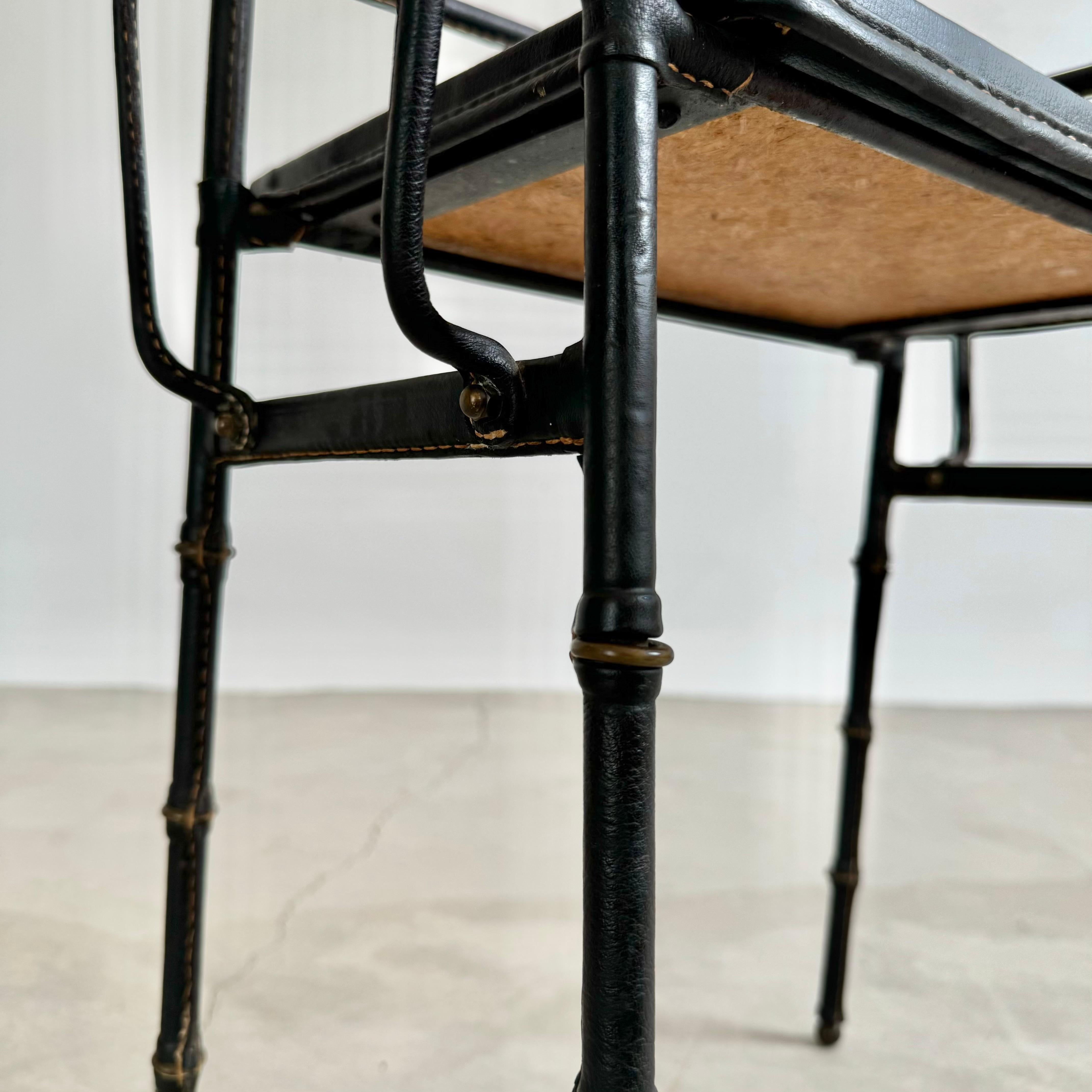 Jacques Adnet Leather Side Table with Magazine Racks, 1950s France For Sale 12