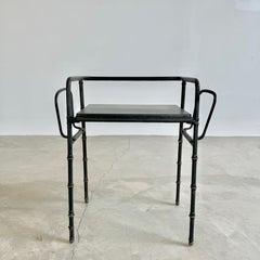 Jacques Adnet Leather Side Table with Magazine Racks, 1950s France