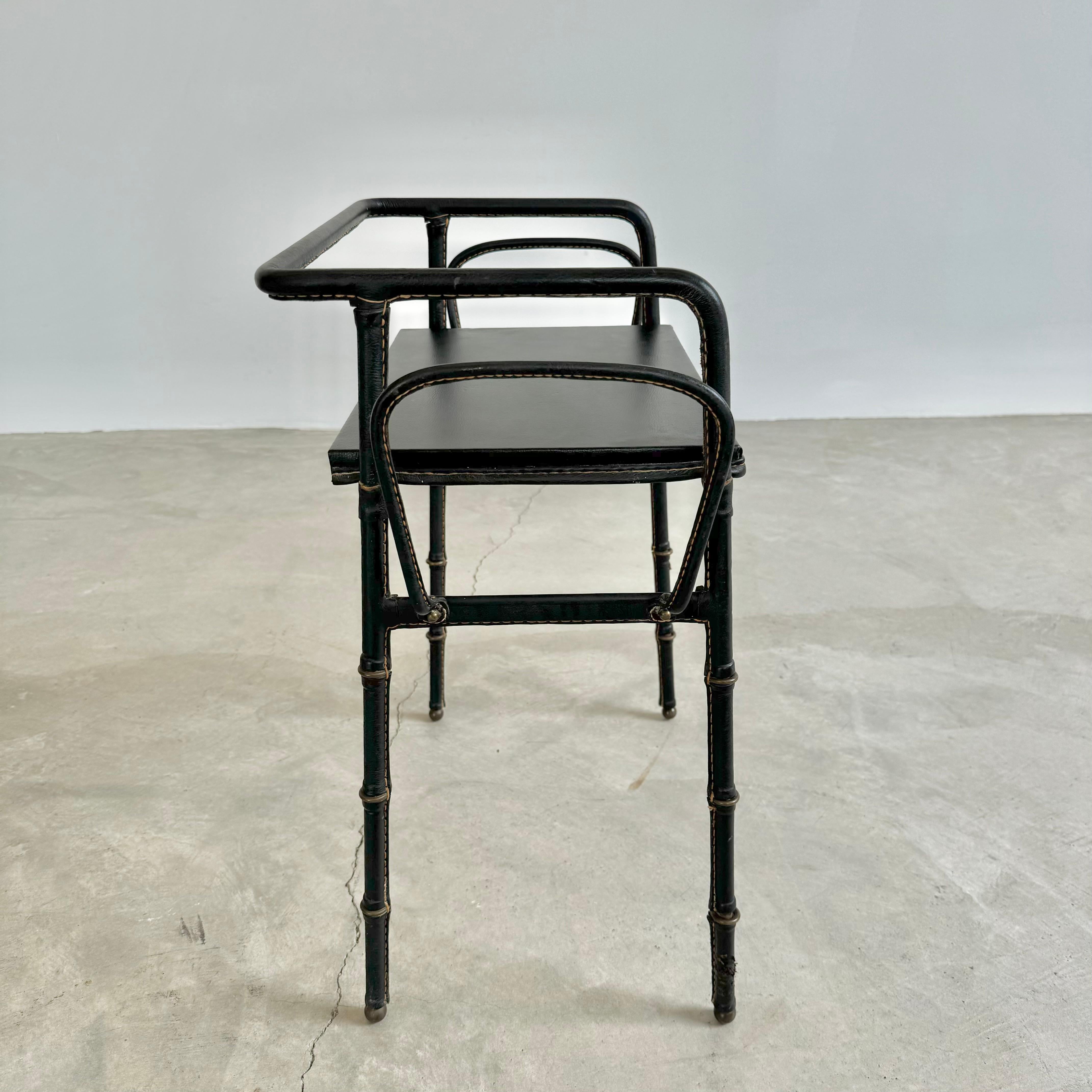 Jacques Adnet Leather Side Table with Magazine Racks, 1950s France For Sale 2