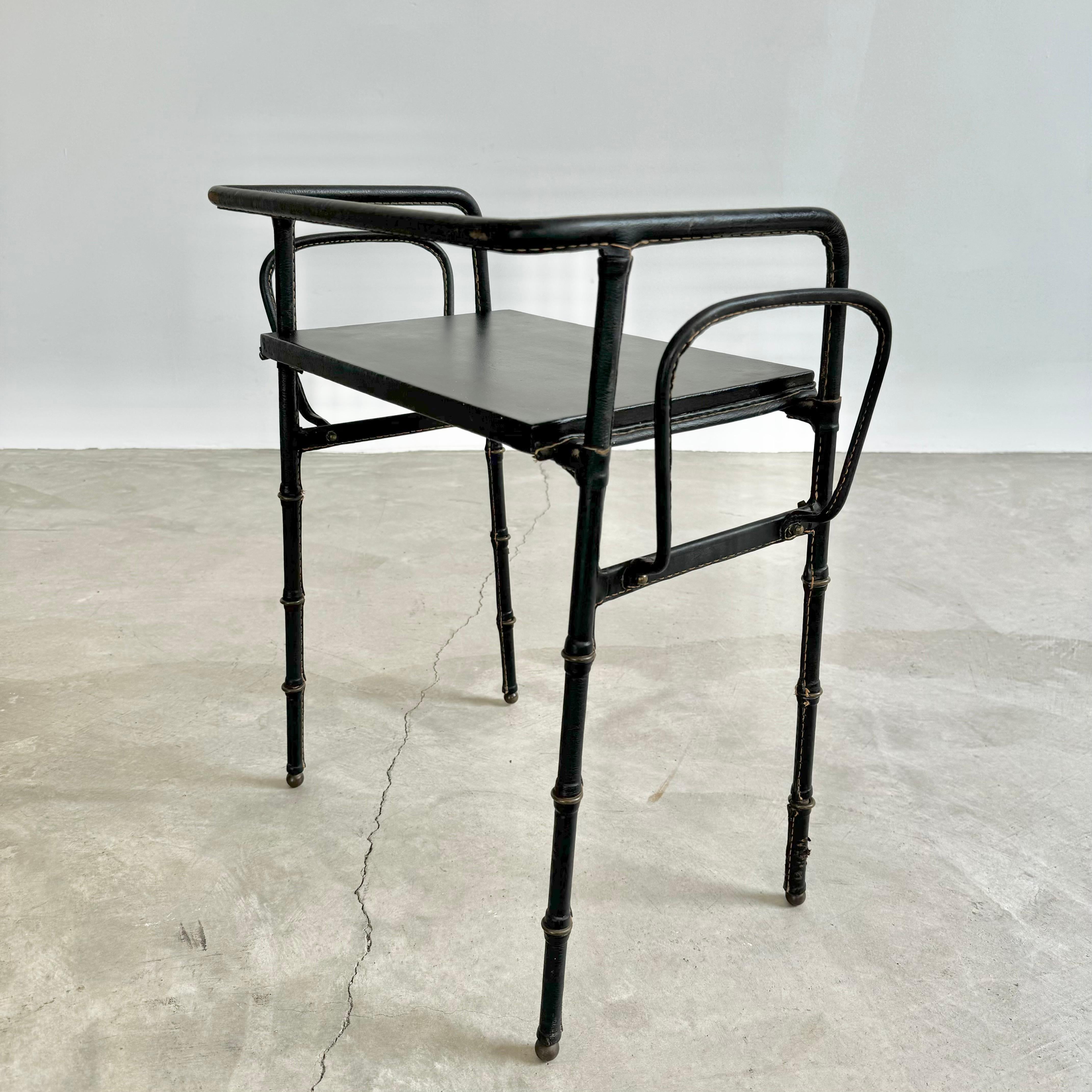Jacques Adnet Leather Side Table with Magazine Racks, 1950s France For Sale 3