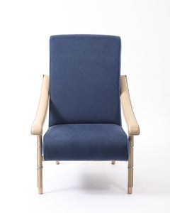 Jacques Adnet Leather Stitched & Cashmere Armchair, France 1950's