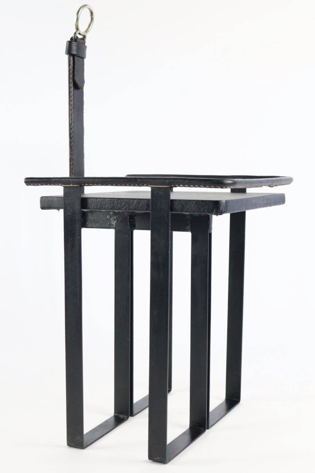 French Jacques Adnet Leather Table
