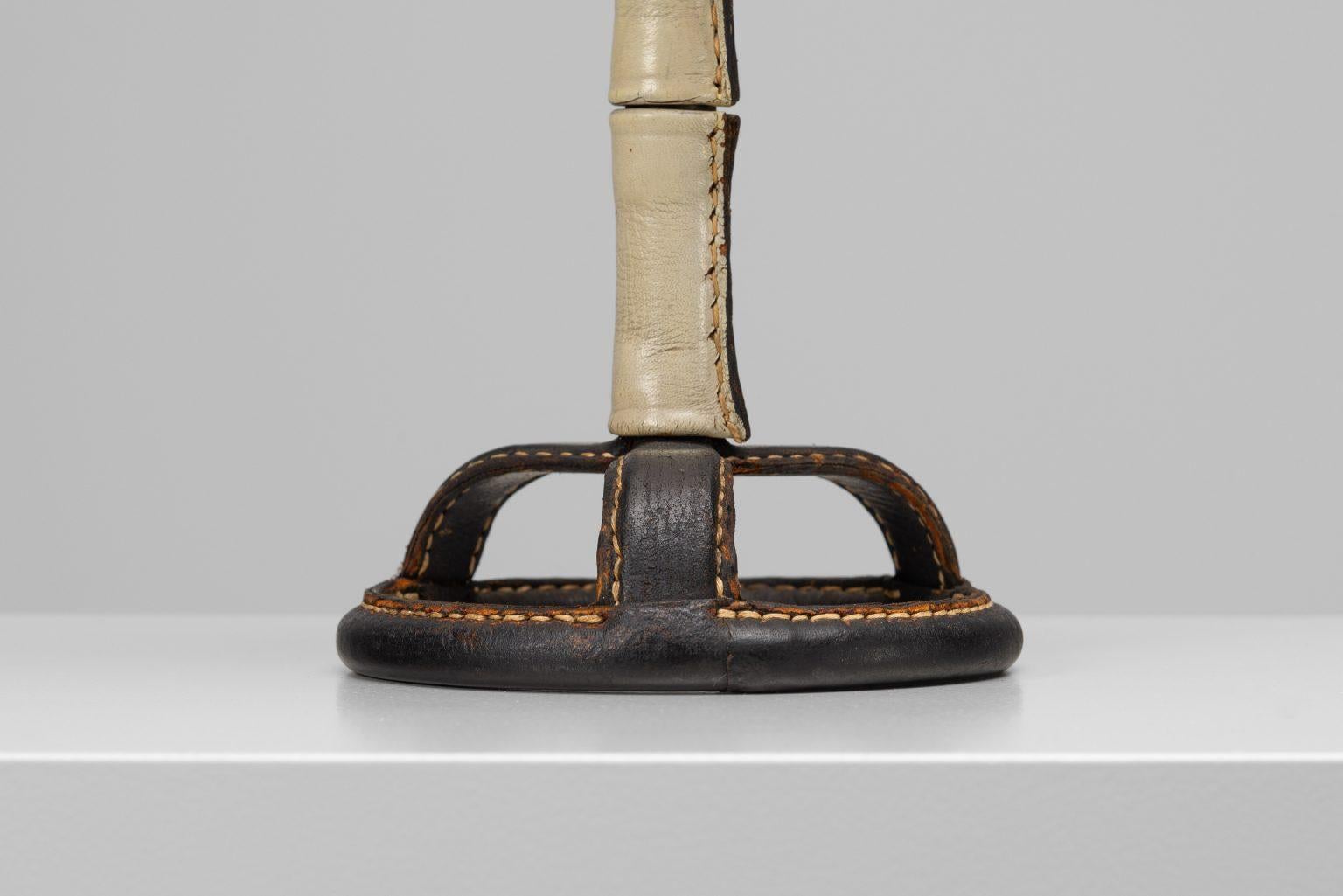 Jacques Adnet leather table lamp France 1950 en venta 1