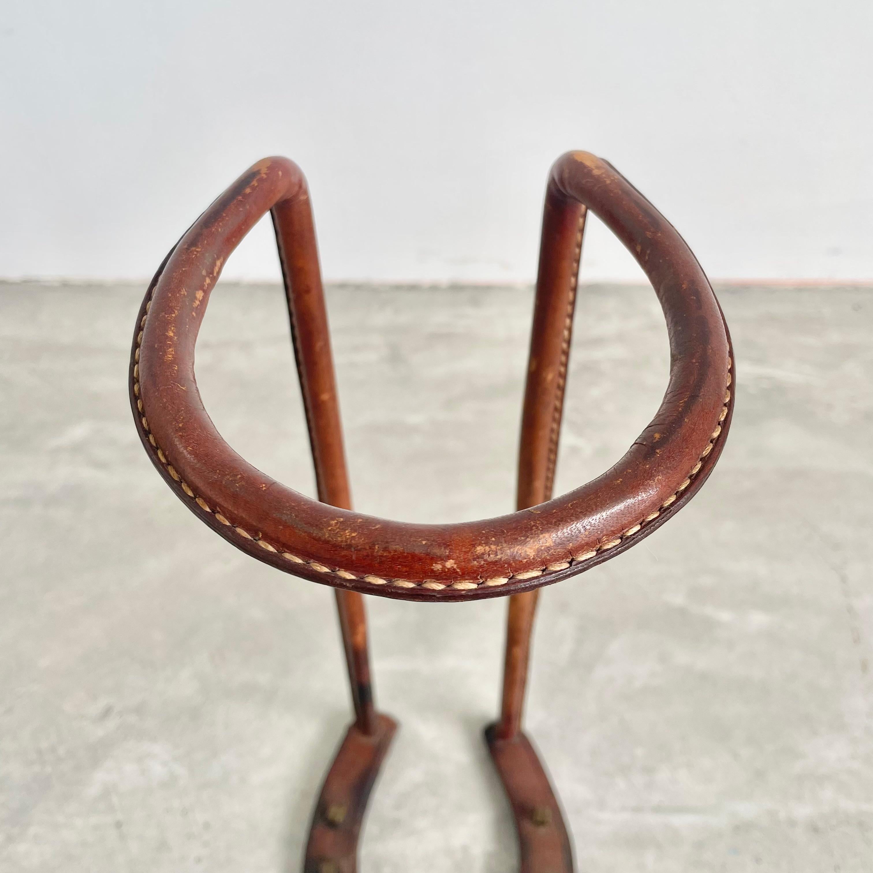 Mid-20th Century Jacques Adnet Leather Umbrella Stand, 1950s France For Sale