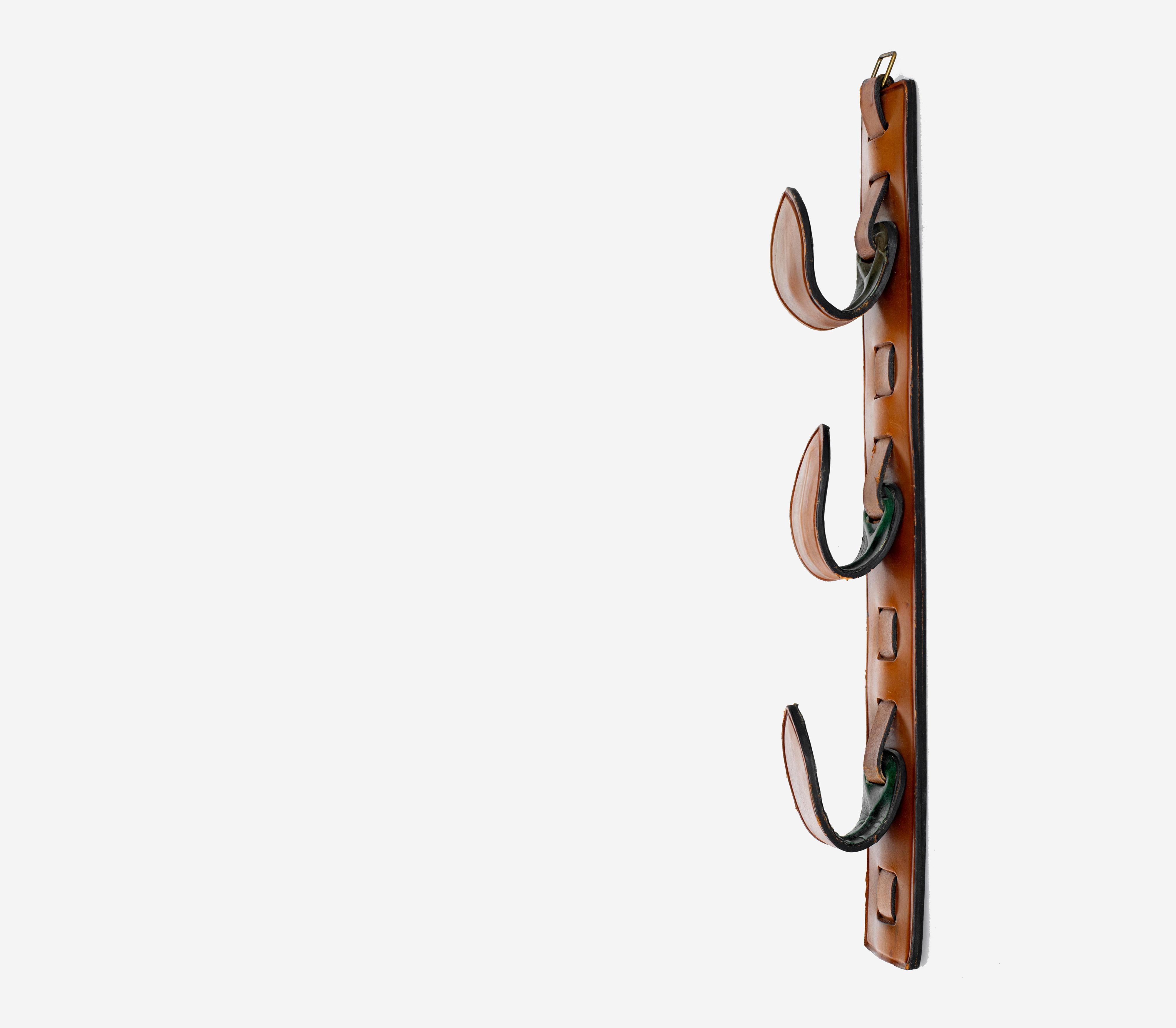 Jacques Adnet Leather Wall Hook In Good Condition For Sale In Beverly Hills, CA