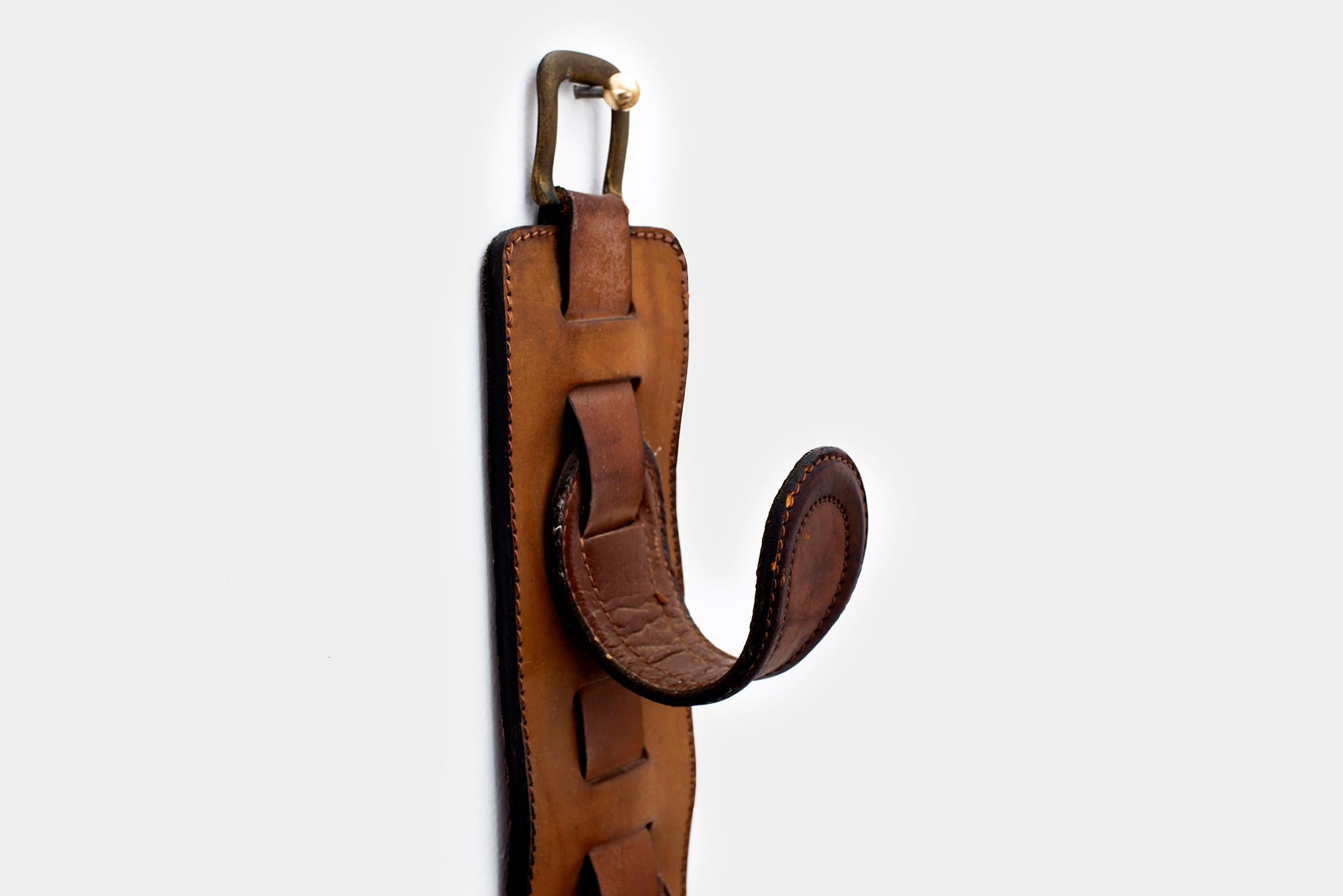 Mid-20th Century Jacques Adnet Leather Wall Hook For Sale