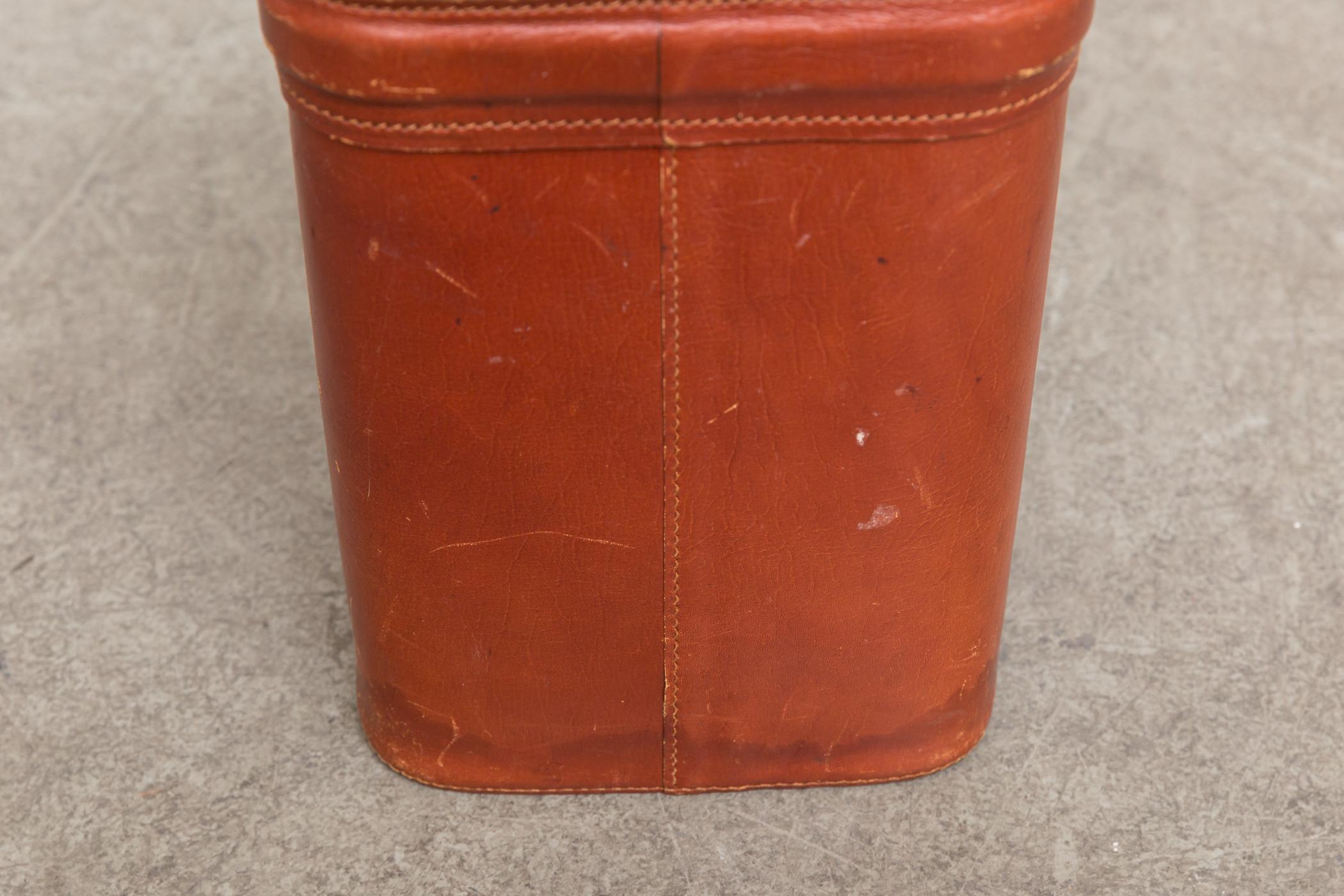 Mid-20th Century Jacques Adnet Leather Waste Basket