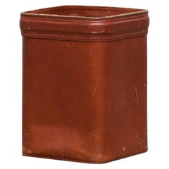 Jacques Adnet Leather Waste Basket