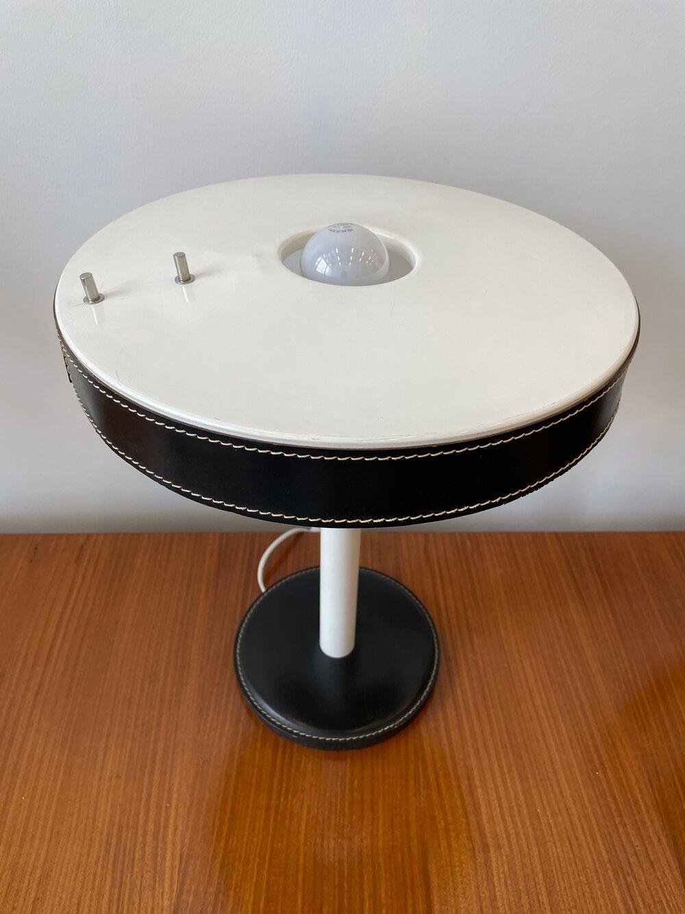 Jacques Adnet Leather with Metal Base Table Lamp 2
